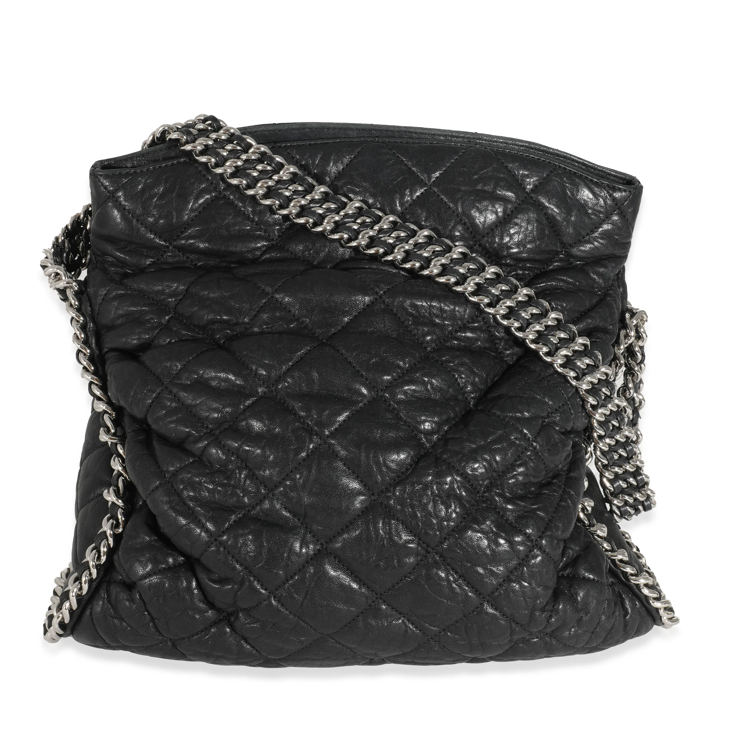 Chanel Black Washed Lambskin Chain Around Hobo - Image 3