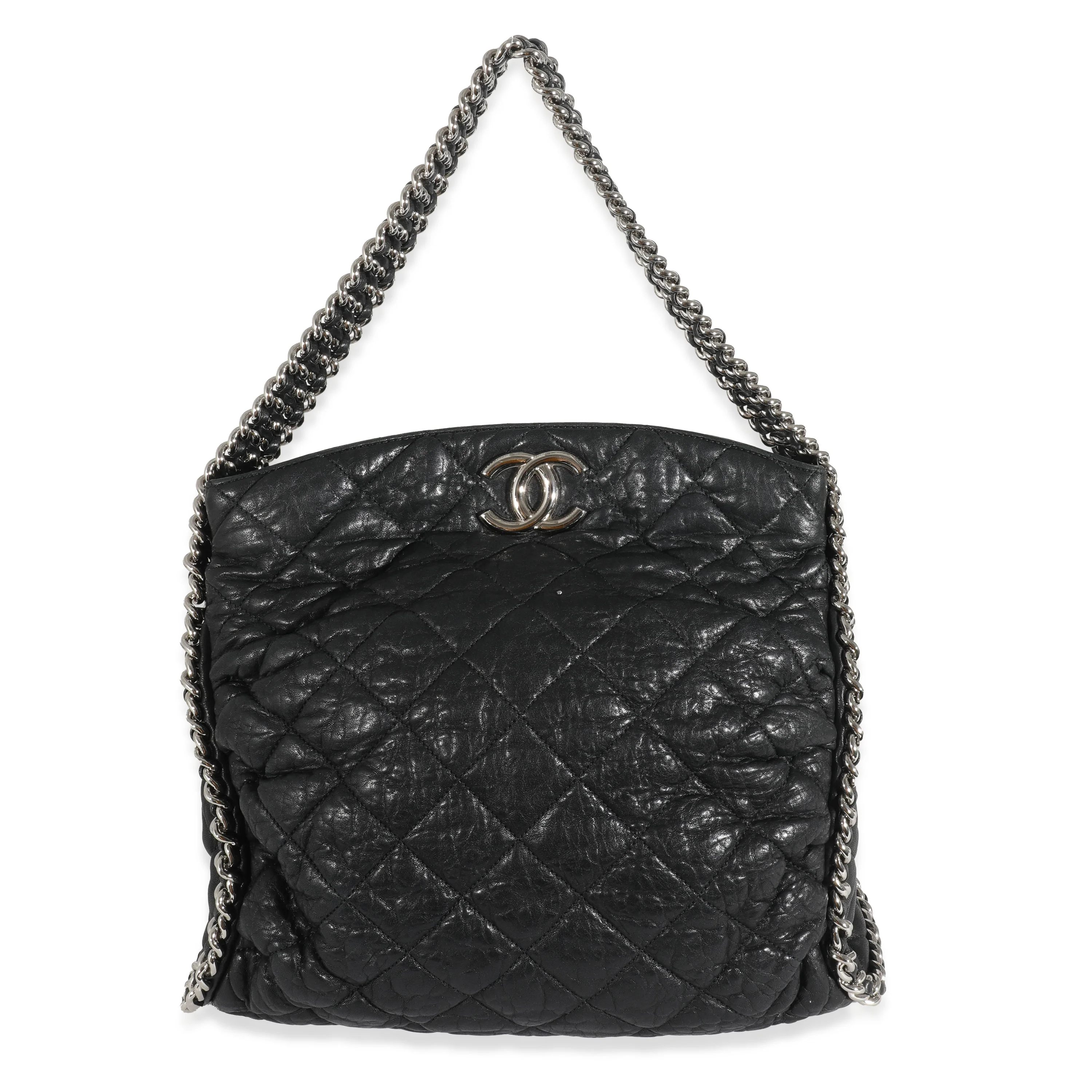 Chanel Black Washed Lambskin Chain Around Hobo - Image 4