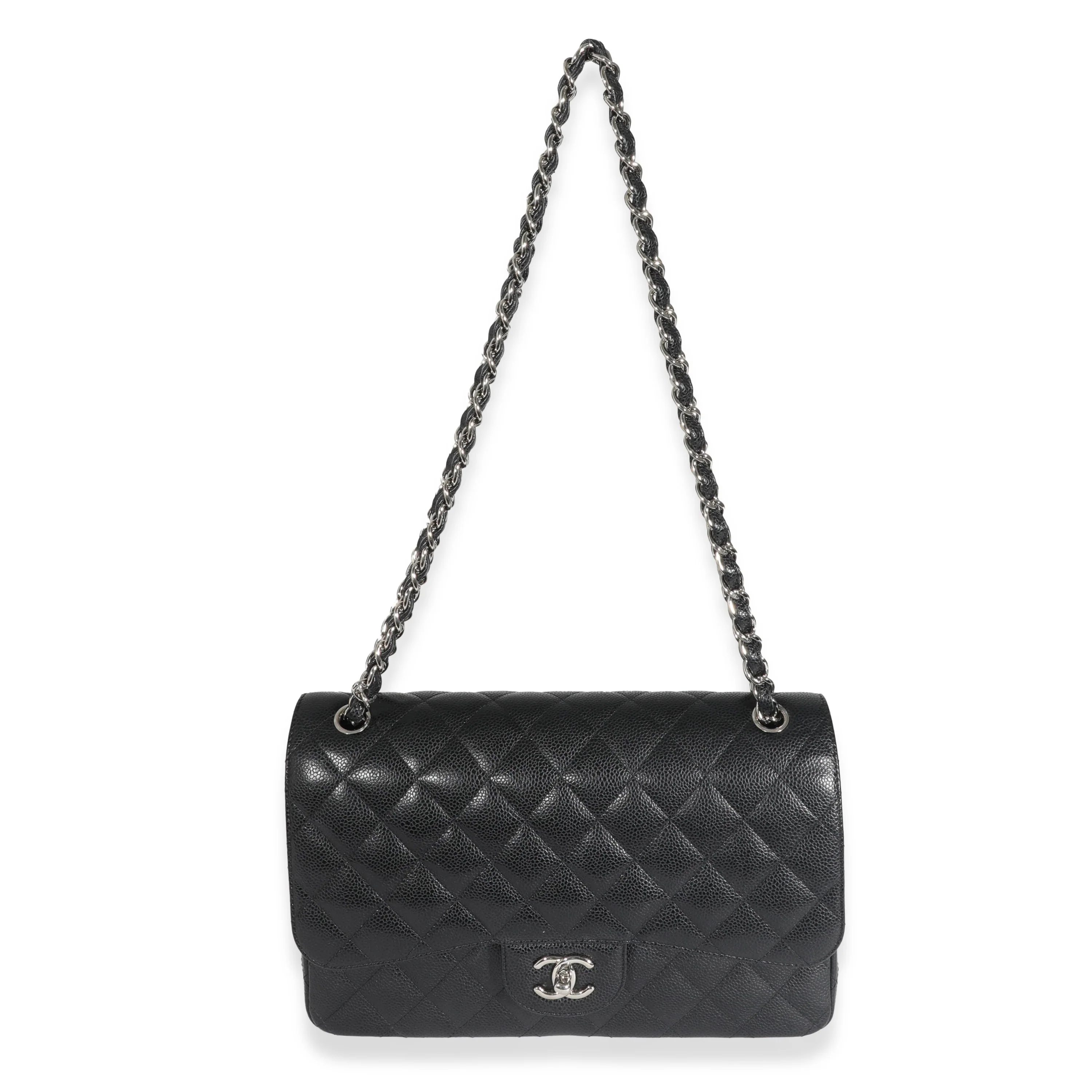 Chanel Black Caviar Jumbo Classic Double Flap Bag - Image 4