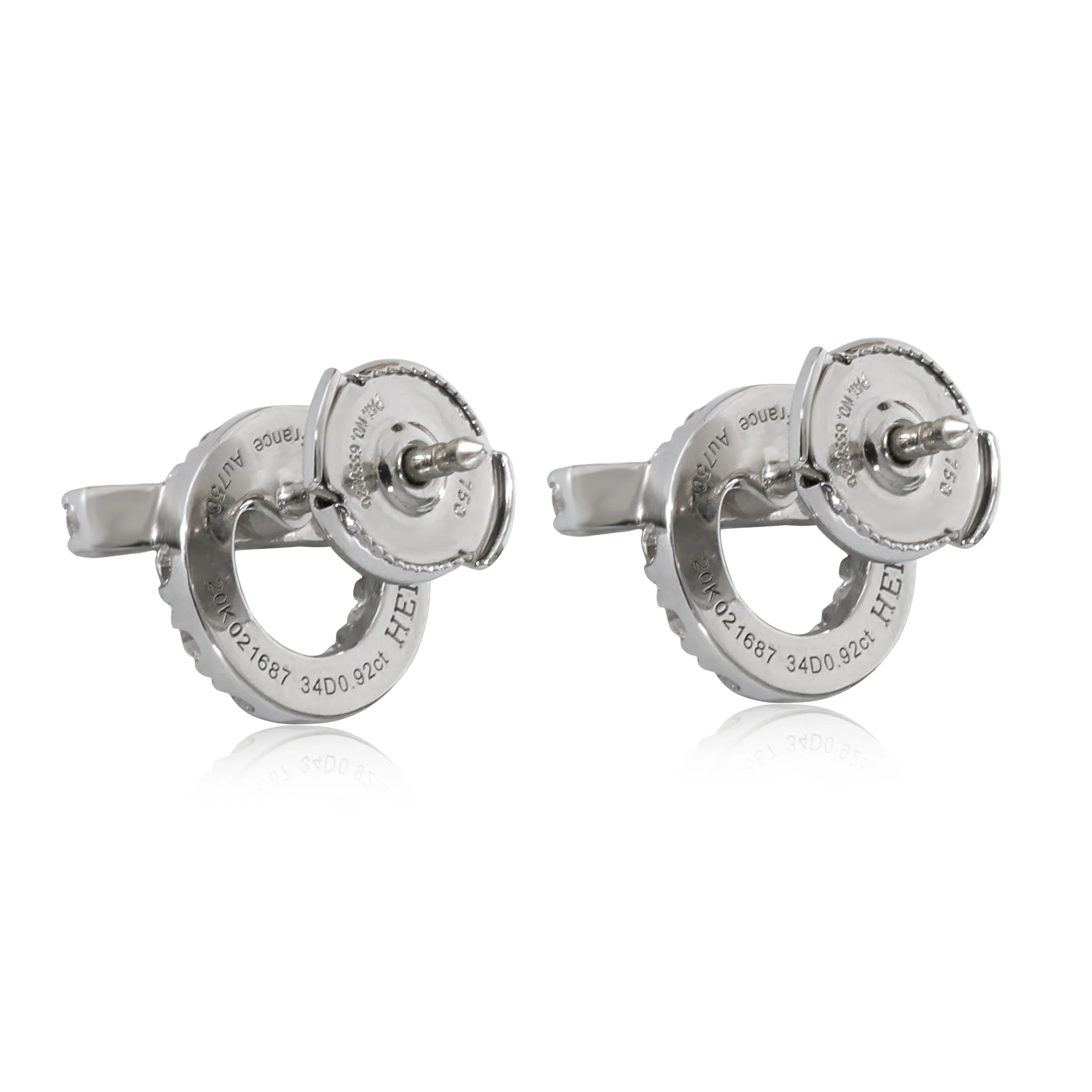 Hermès Finesse Diamond Stud Earrings in 18k White Gold 0.92 Ctw - Image 3