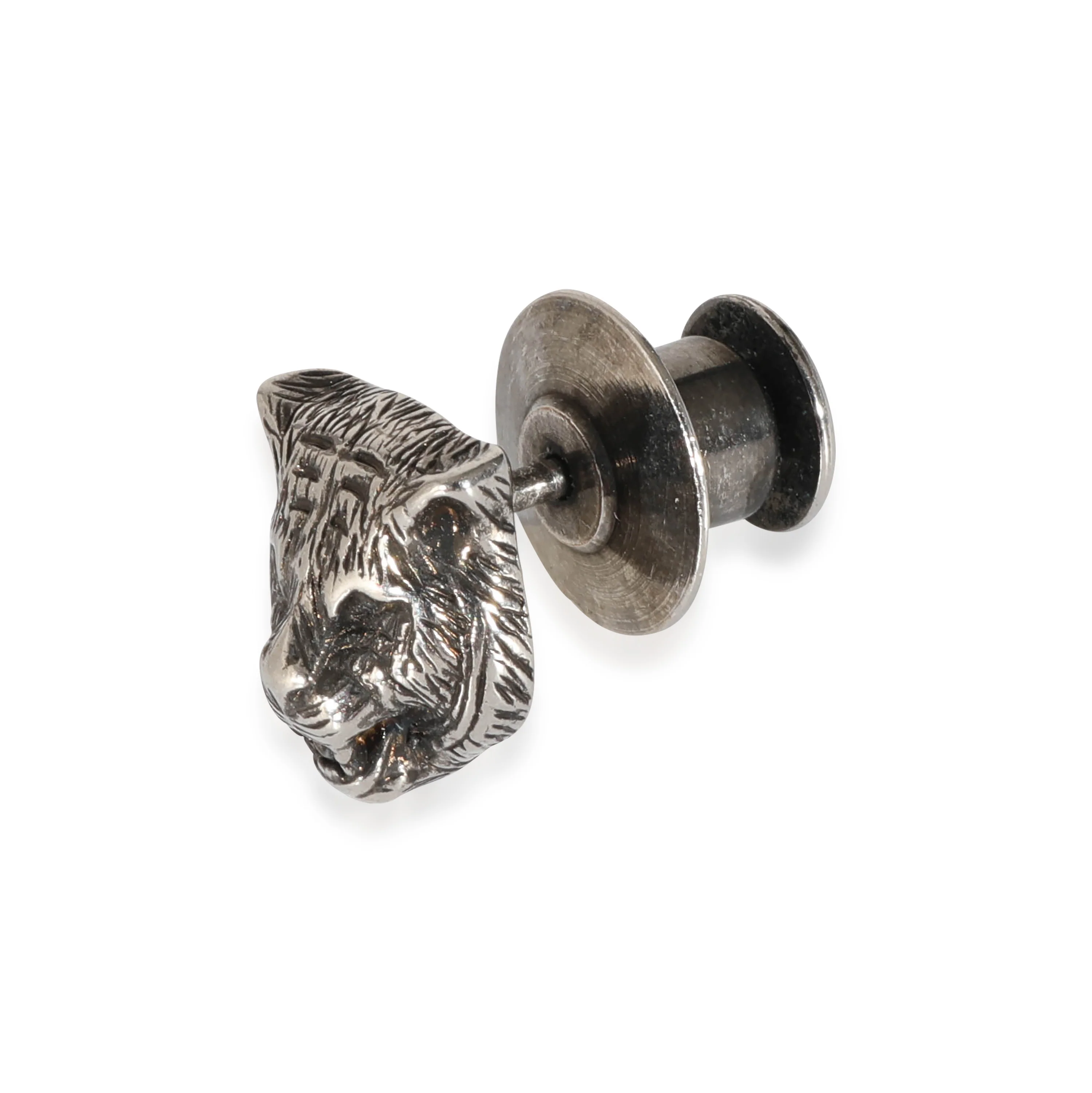 Gucci Silver Tone Feline Head Lapel Pin - Image 2