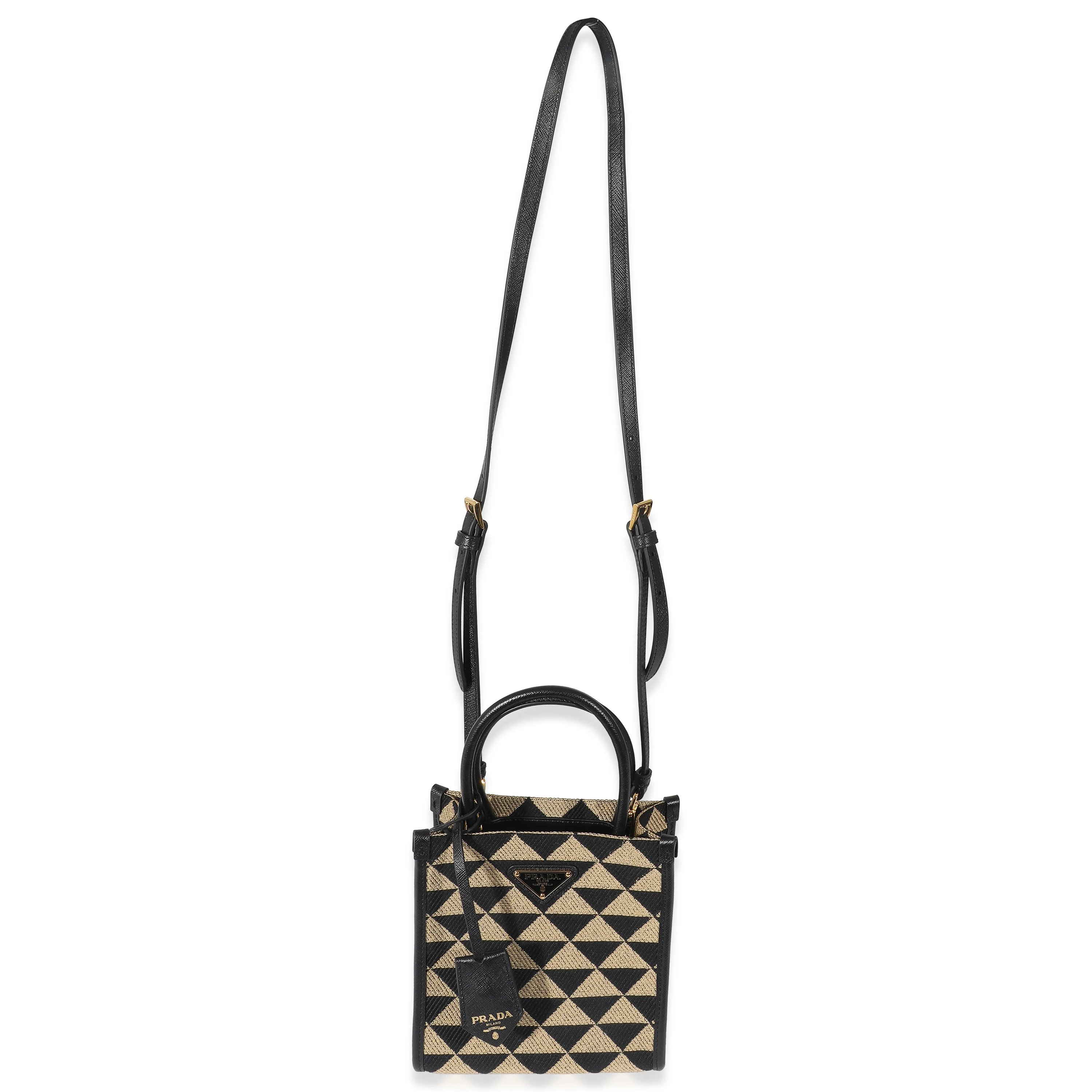 Prada Beige Black Jacquard Symbole Mini Bag - Image 4