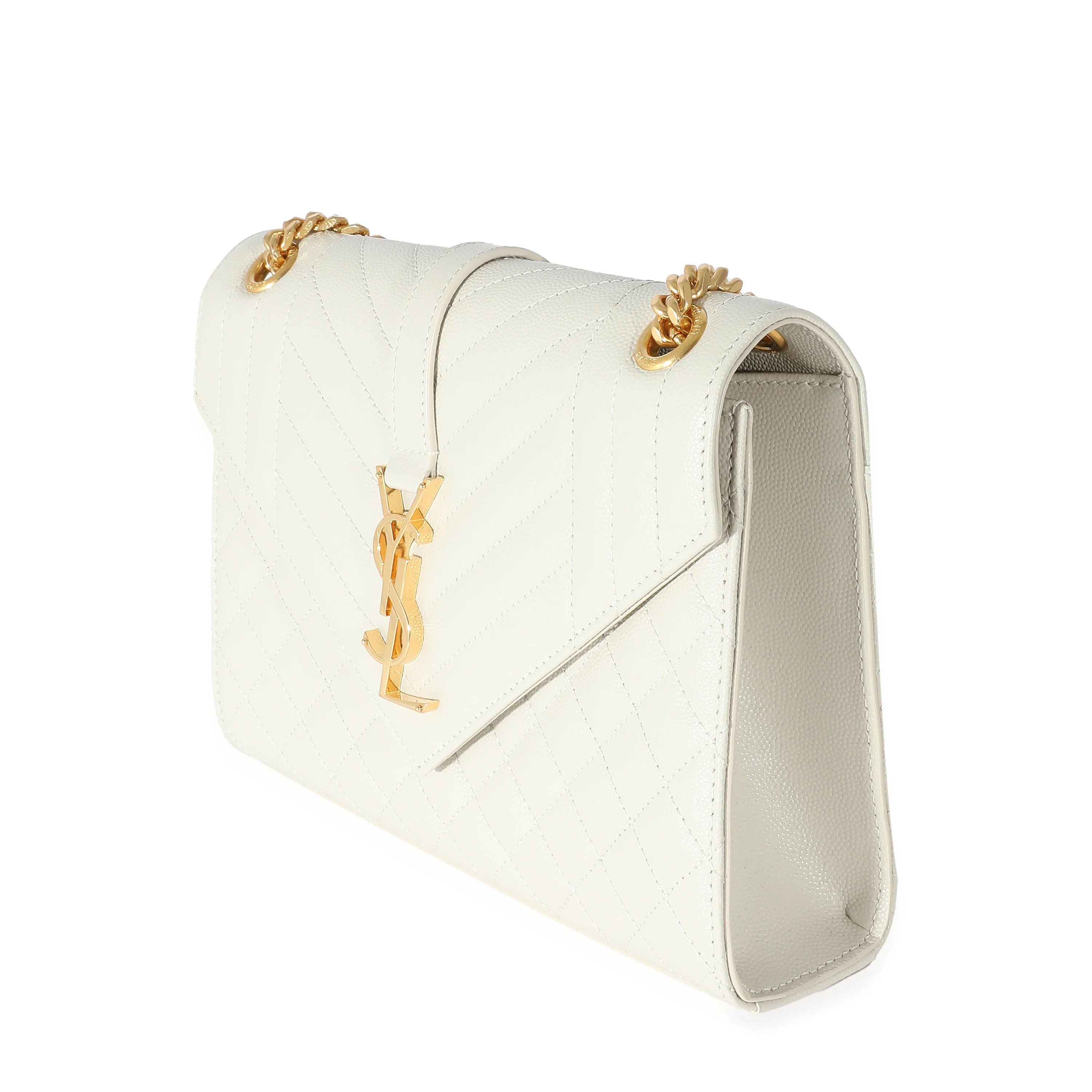 Saint Laurent Blanc Vintage Mixed Matelassé Grain De Poudre Medium Envelope Bag - Image 2