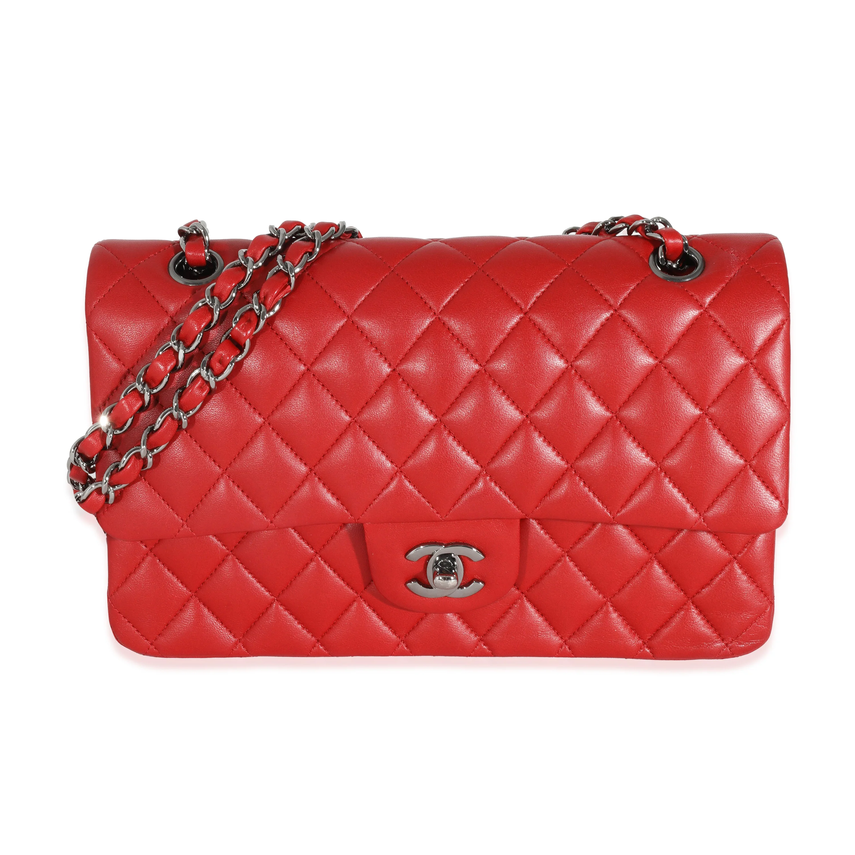 Chanel Red Lambskin Medium Classic Double Flap Bag