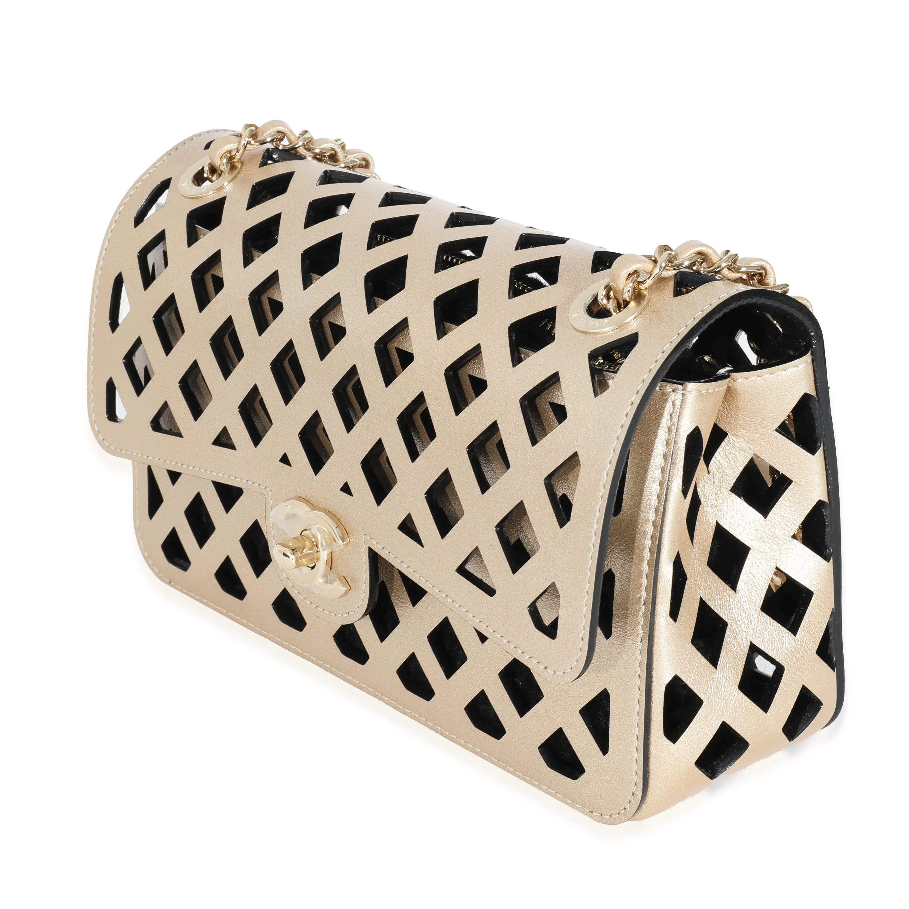 Chanel Gold Leather See Through Single Flap Bag - Image 2