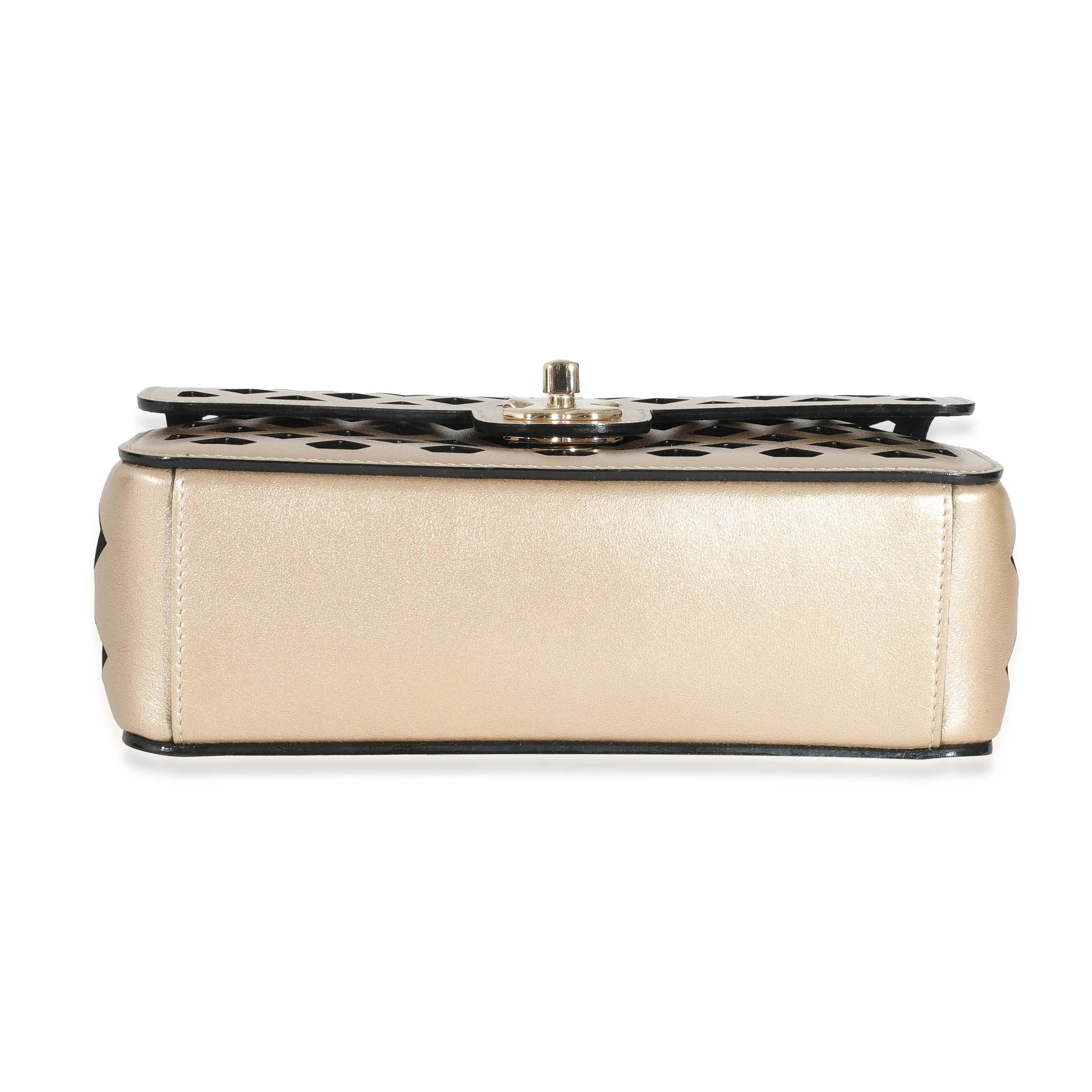 Chanel Gold Leather See Through Single Flap Bag - Image 5