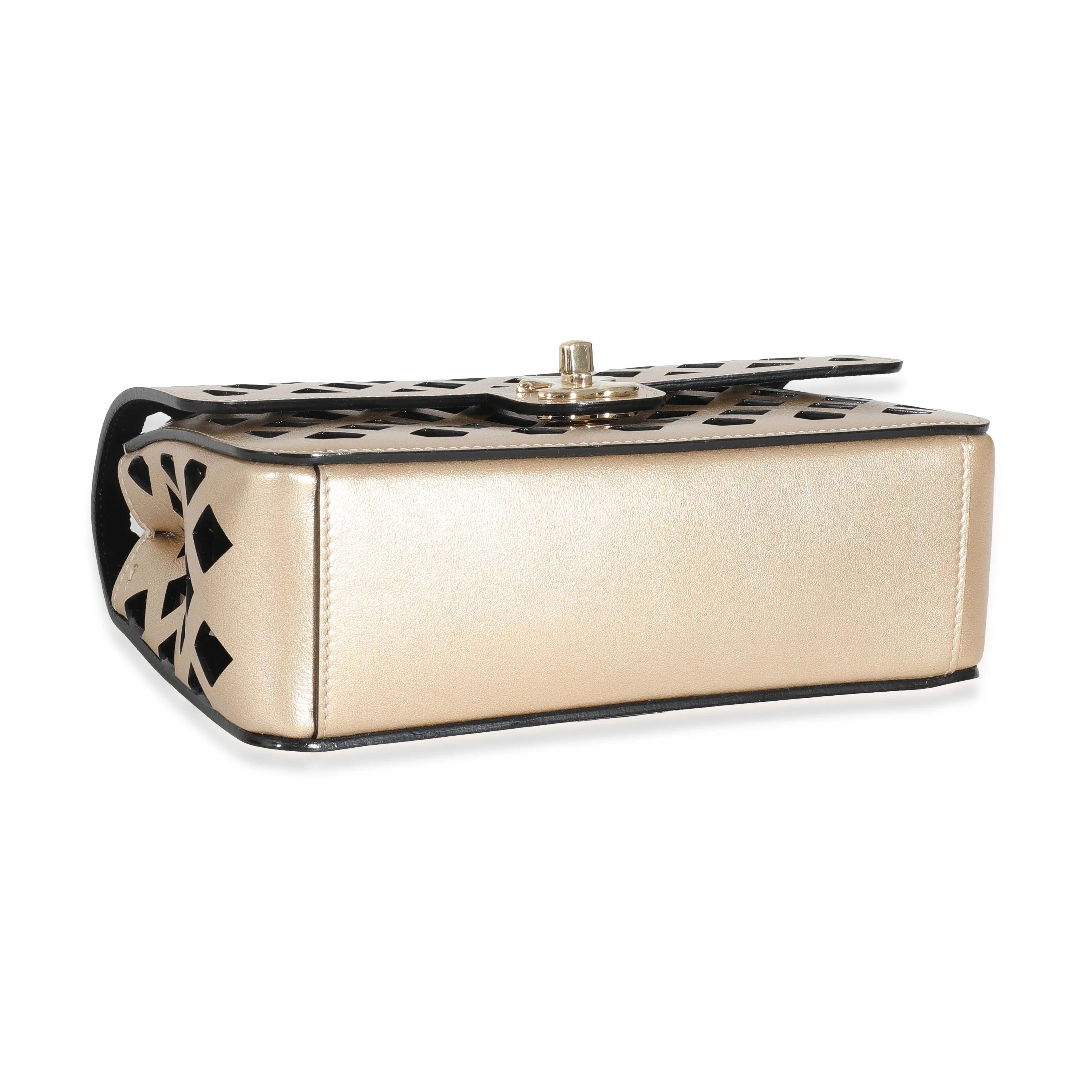 Chanel Gold Leather See Through Single Flap Bag - Image 6