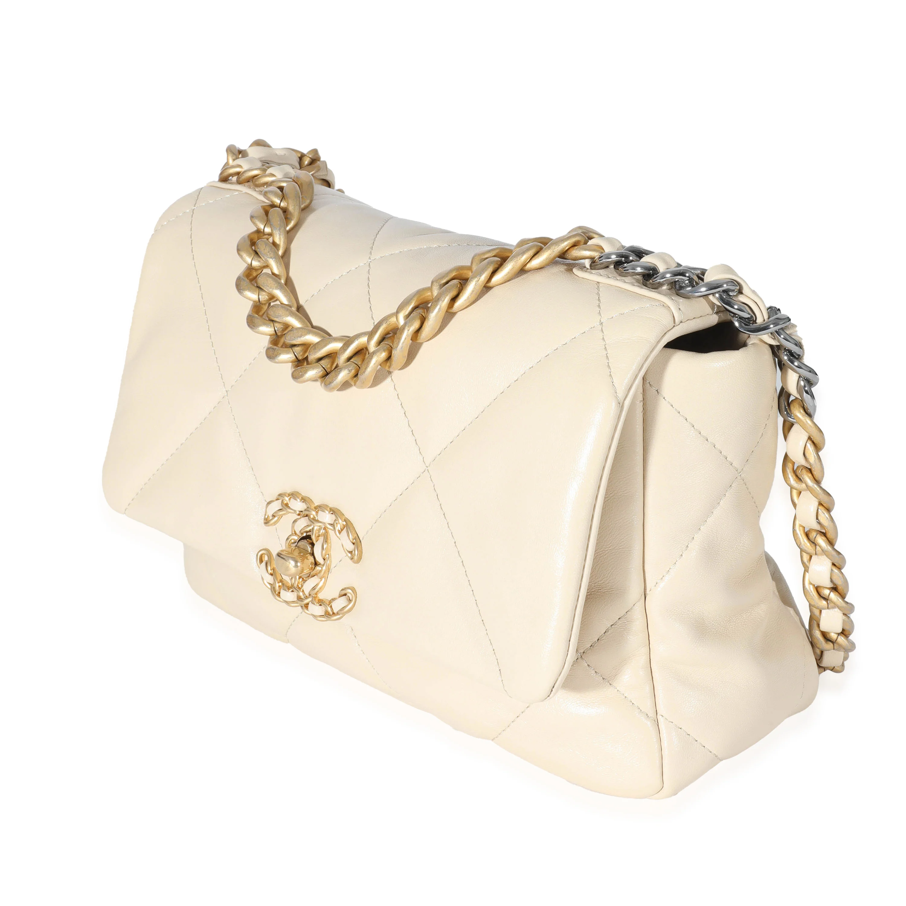 Chanel 21P Beige Goatskin Medium Chanel 19 Flap Bag - Image 2