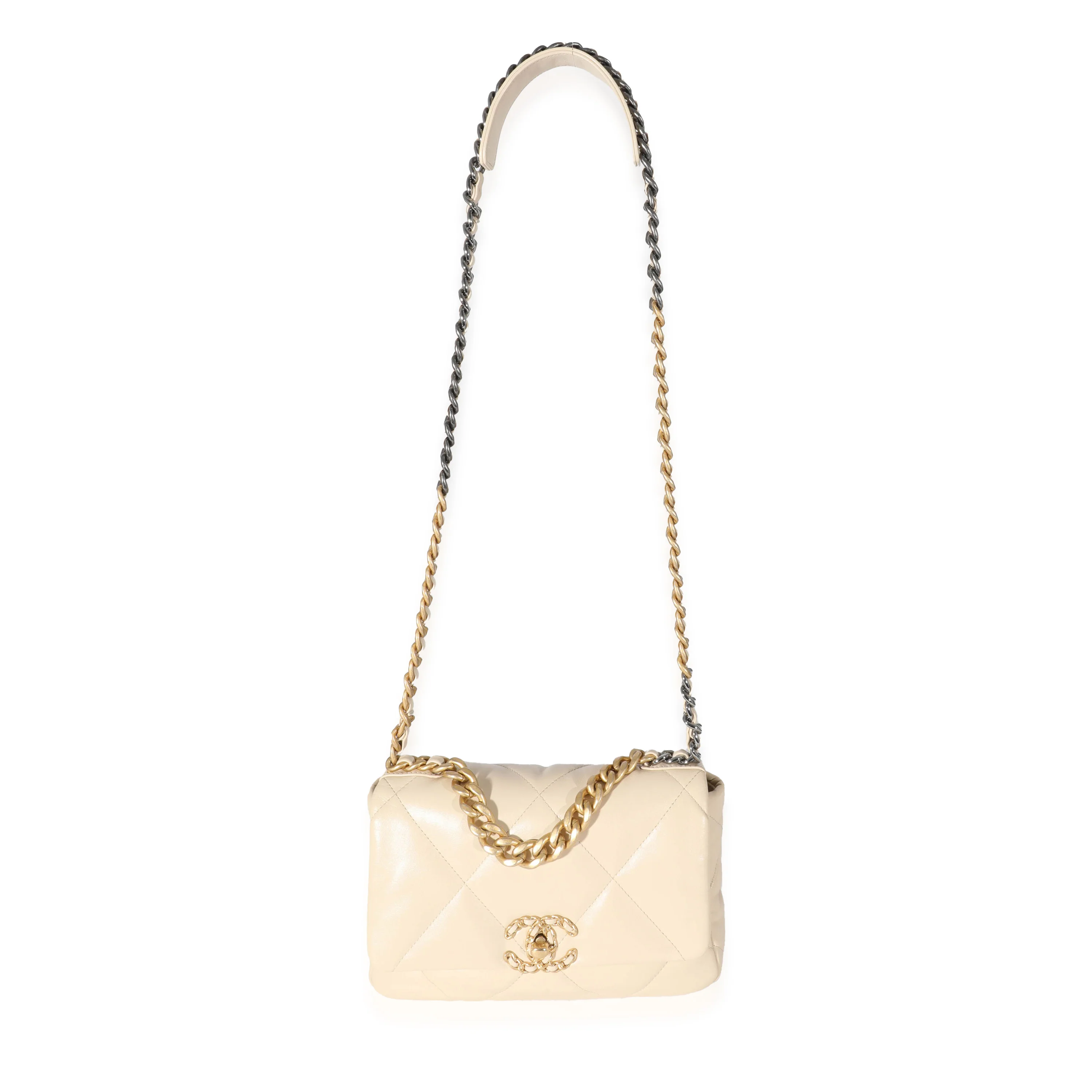 Chanel 21P Beige Goatskin Medium Chanel 19 Flap Bag - Image 8