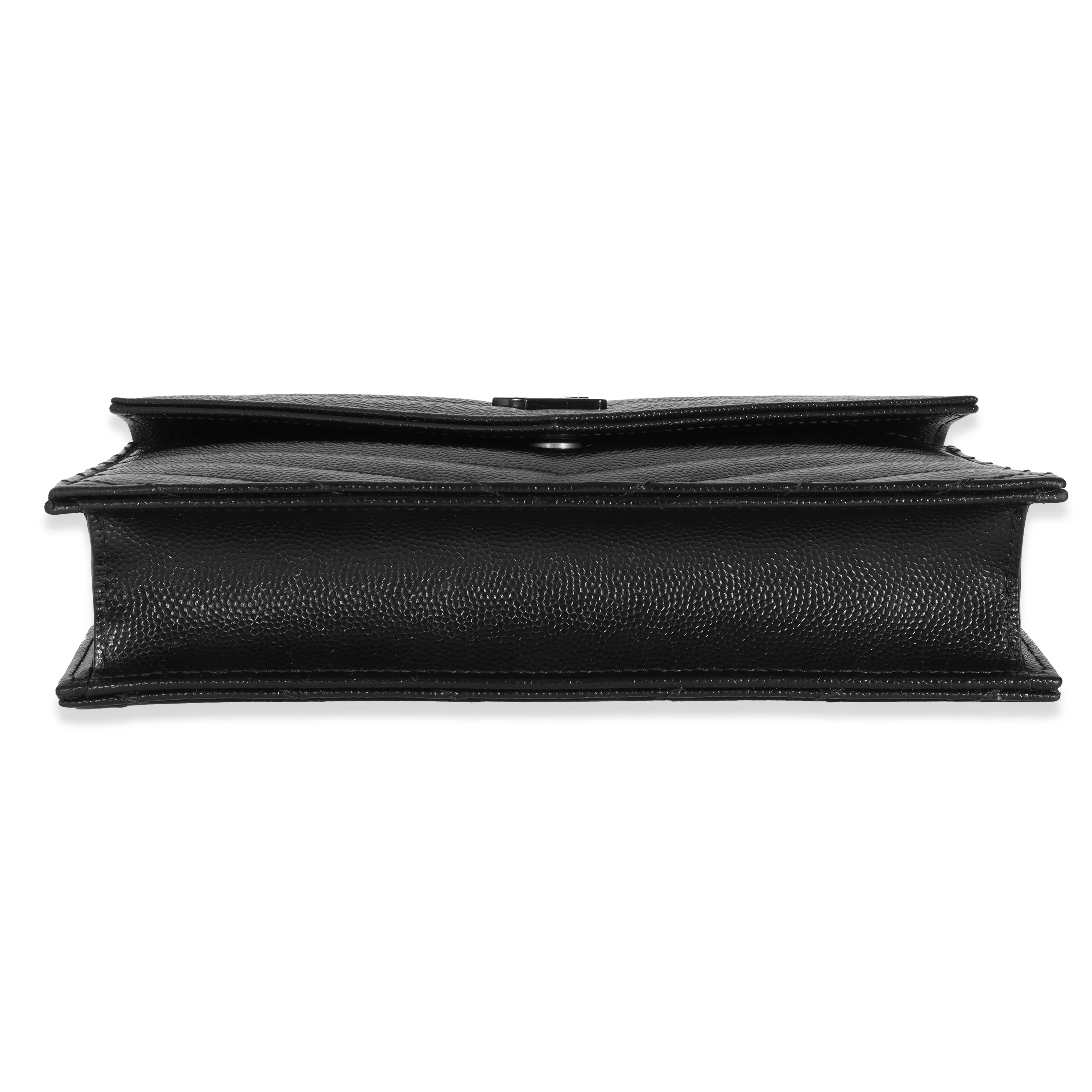 Saint Laurent Black Grain De Poudre Envelope Chain Wallet - Image 5