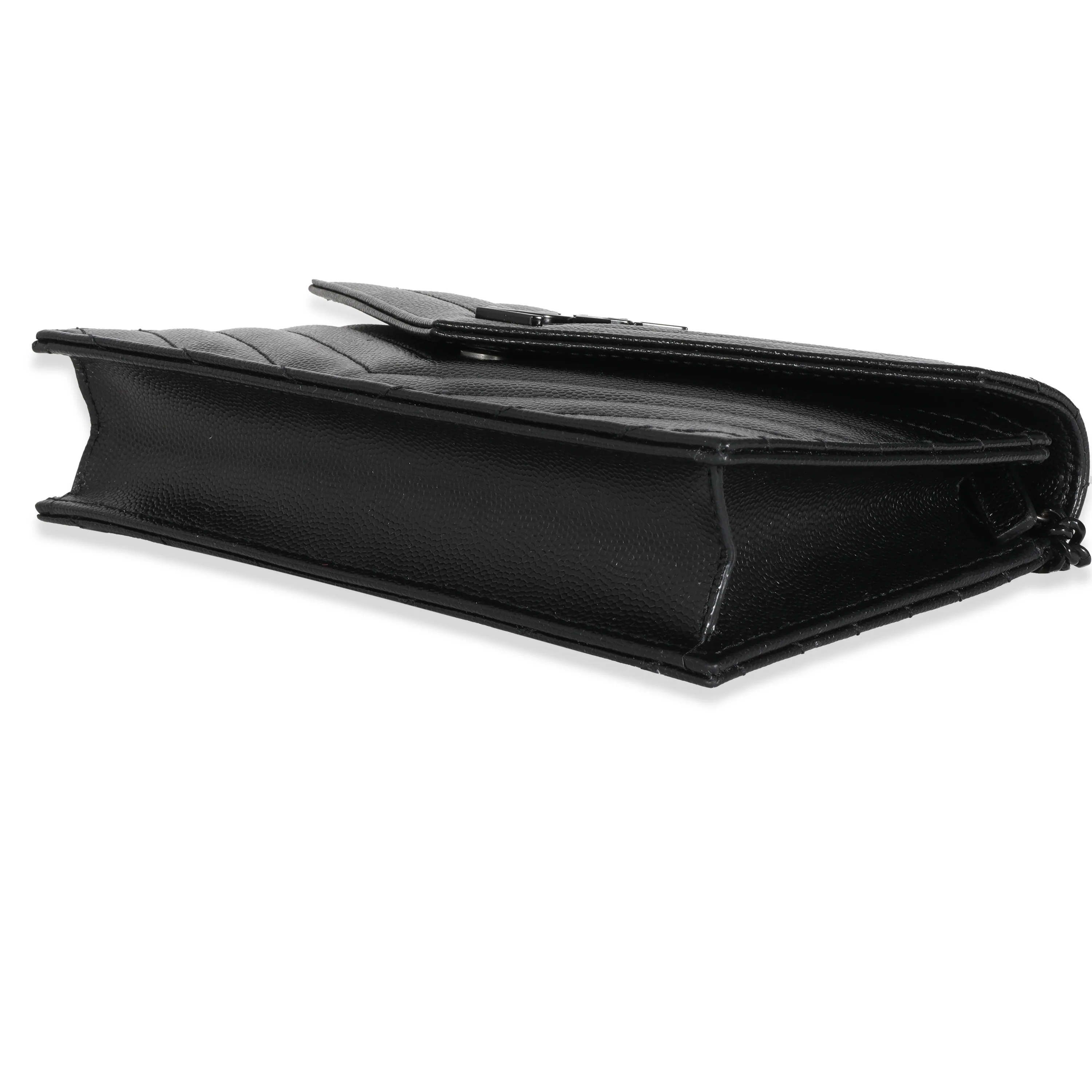 Saint Laurent Black Grain De Poudre Envelope Chain Wallet - Image 7
