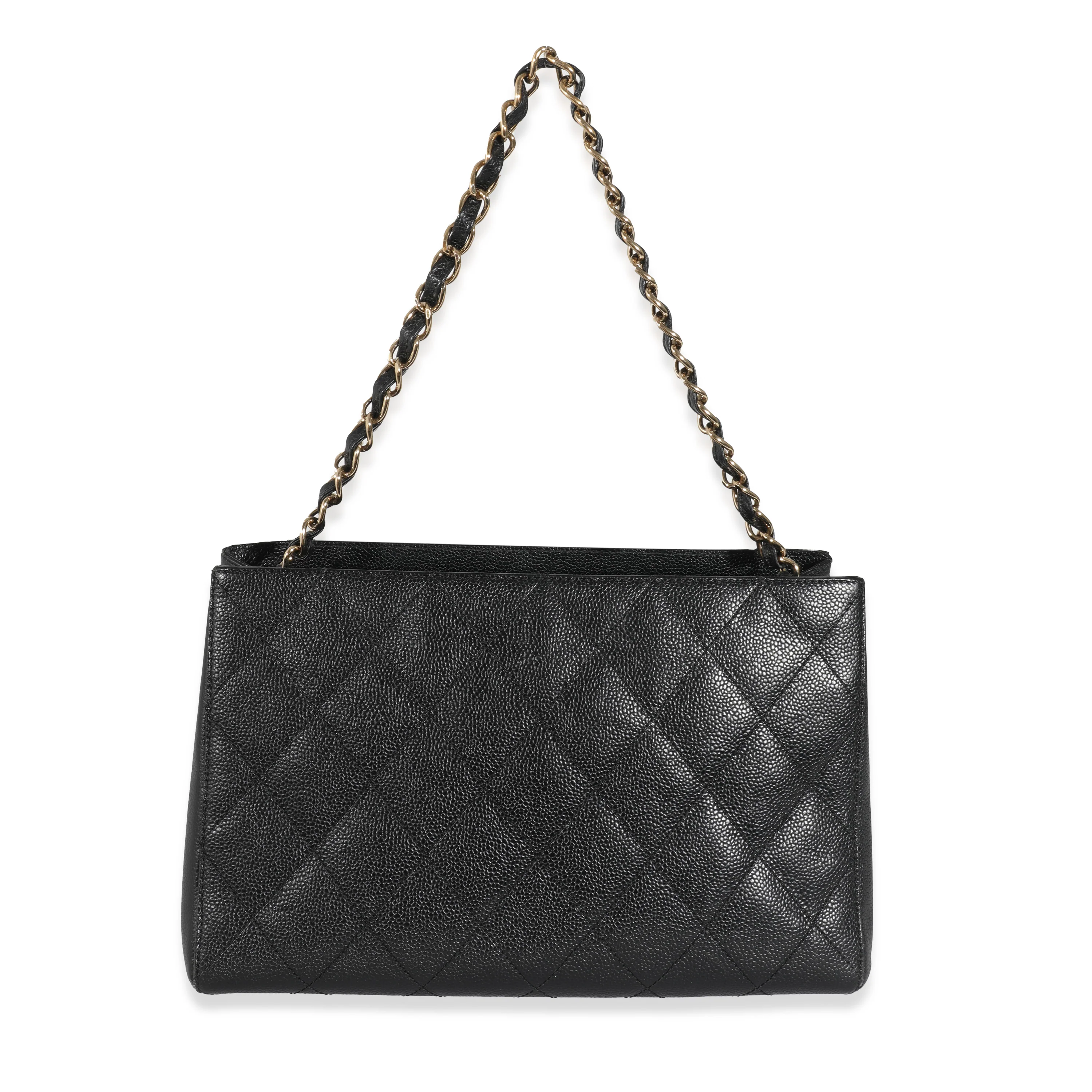 Chanel Vintage Black Caviar CC Shoulder Bag - Image 3