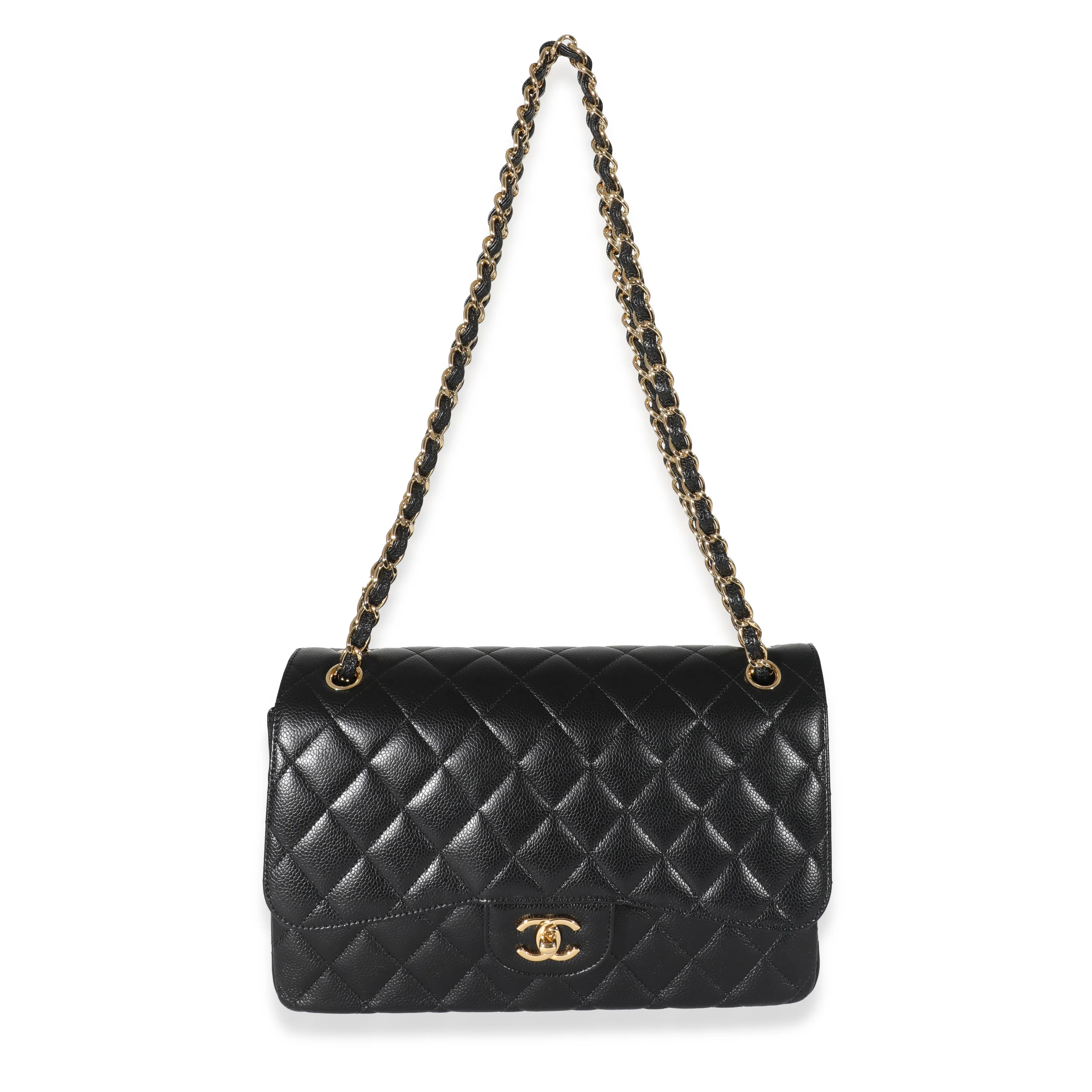 Chanel Black Caviar Jumbo Classic Double Flap Bag - Image 4