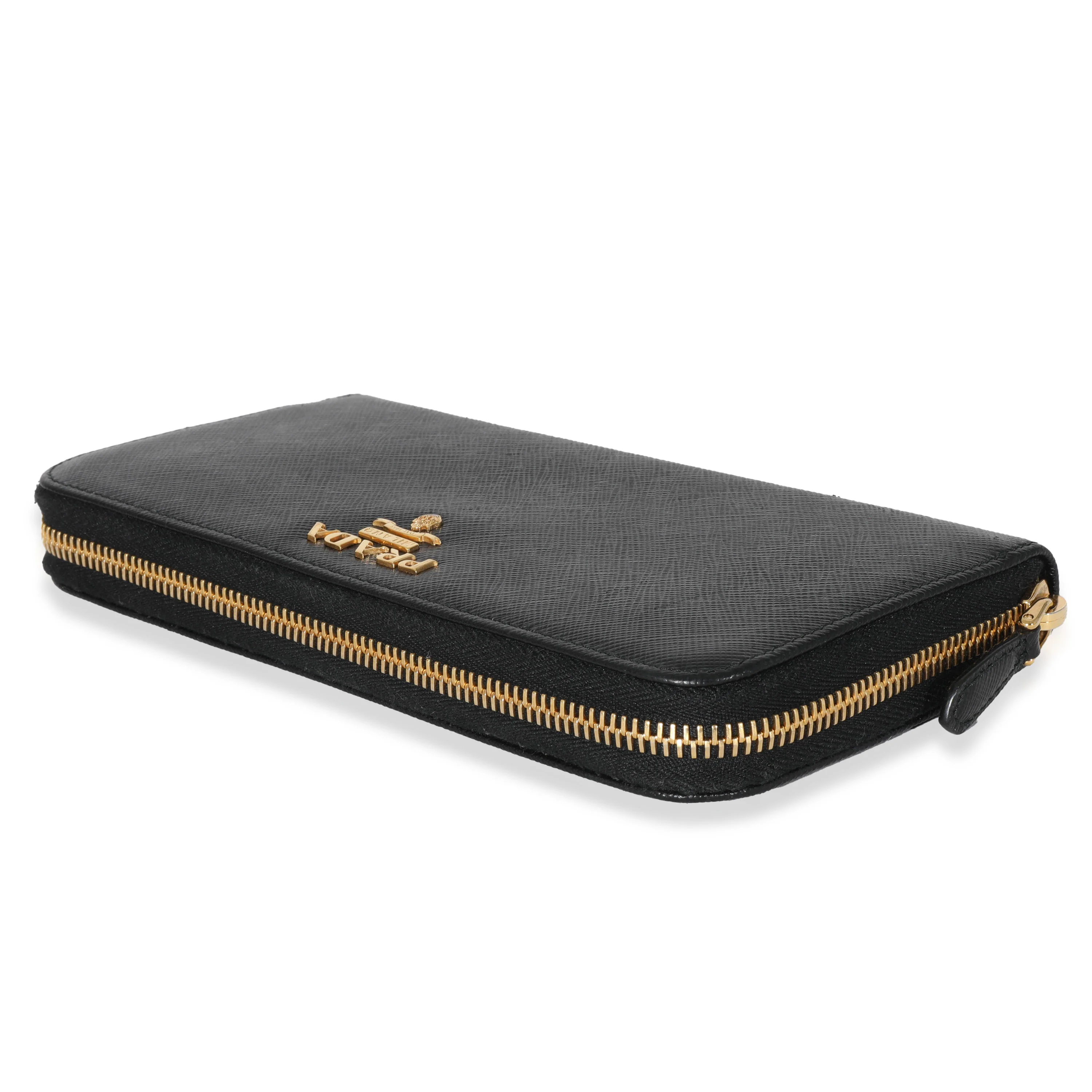 Prada Black Saffiano Long Zip Around Wallet - Image 6