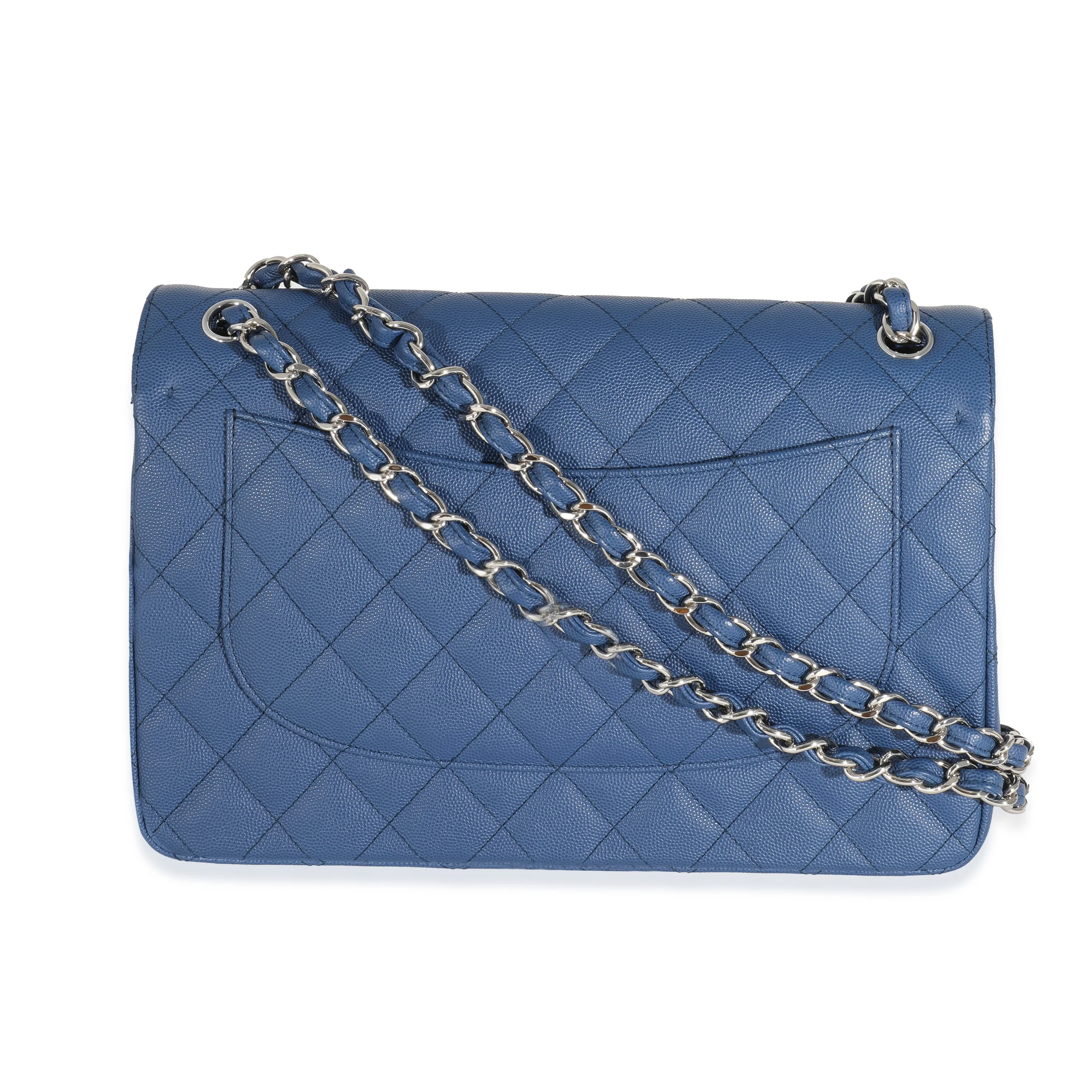 Chanel 18C Navy Caviar Jumbo Classic Double Flap Bag - Image 3