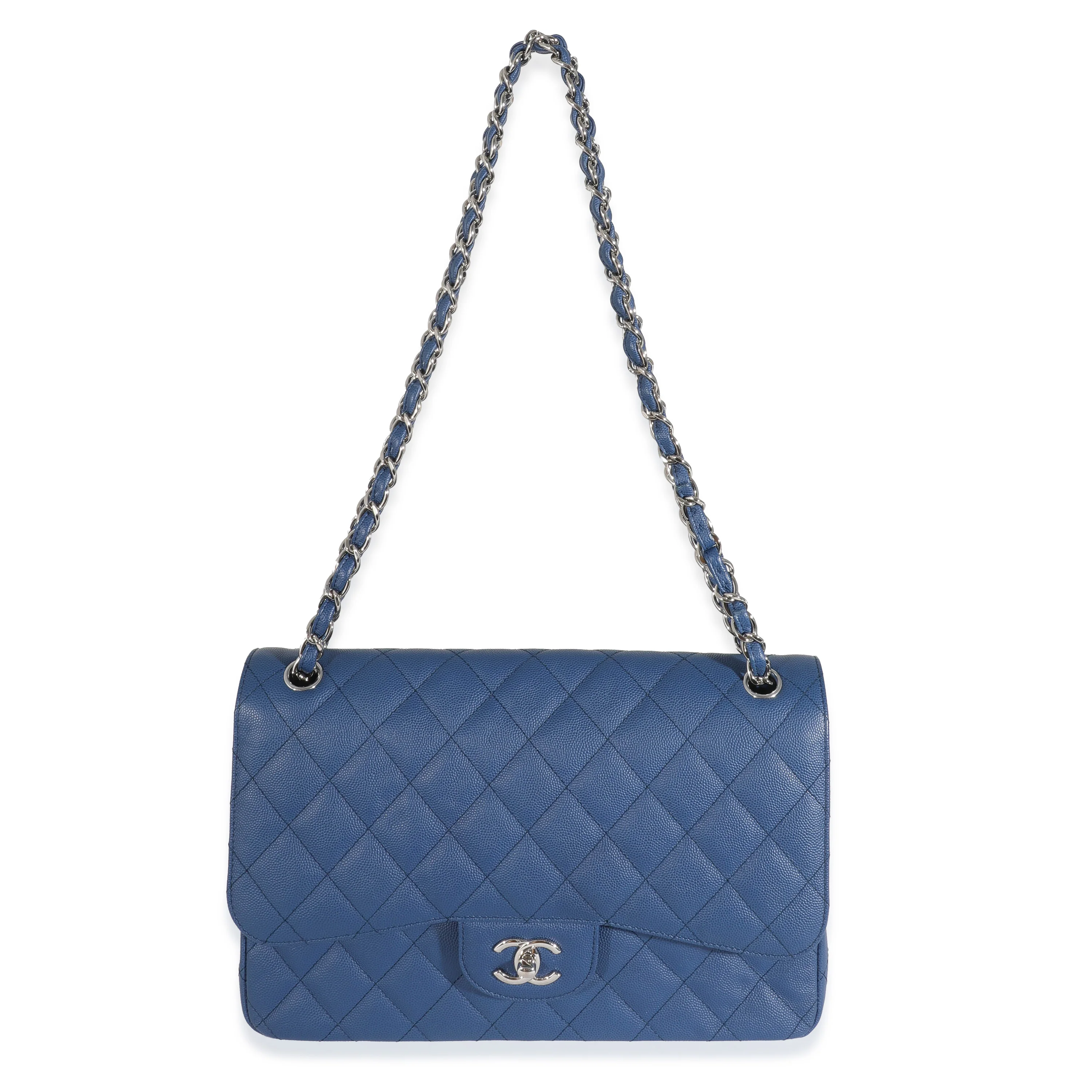 Chanel 18C Navy Caviar Jumbo Classic Double Flap Bag - Image 4