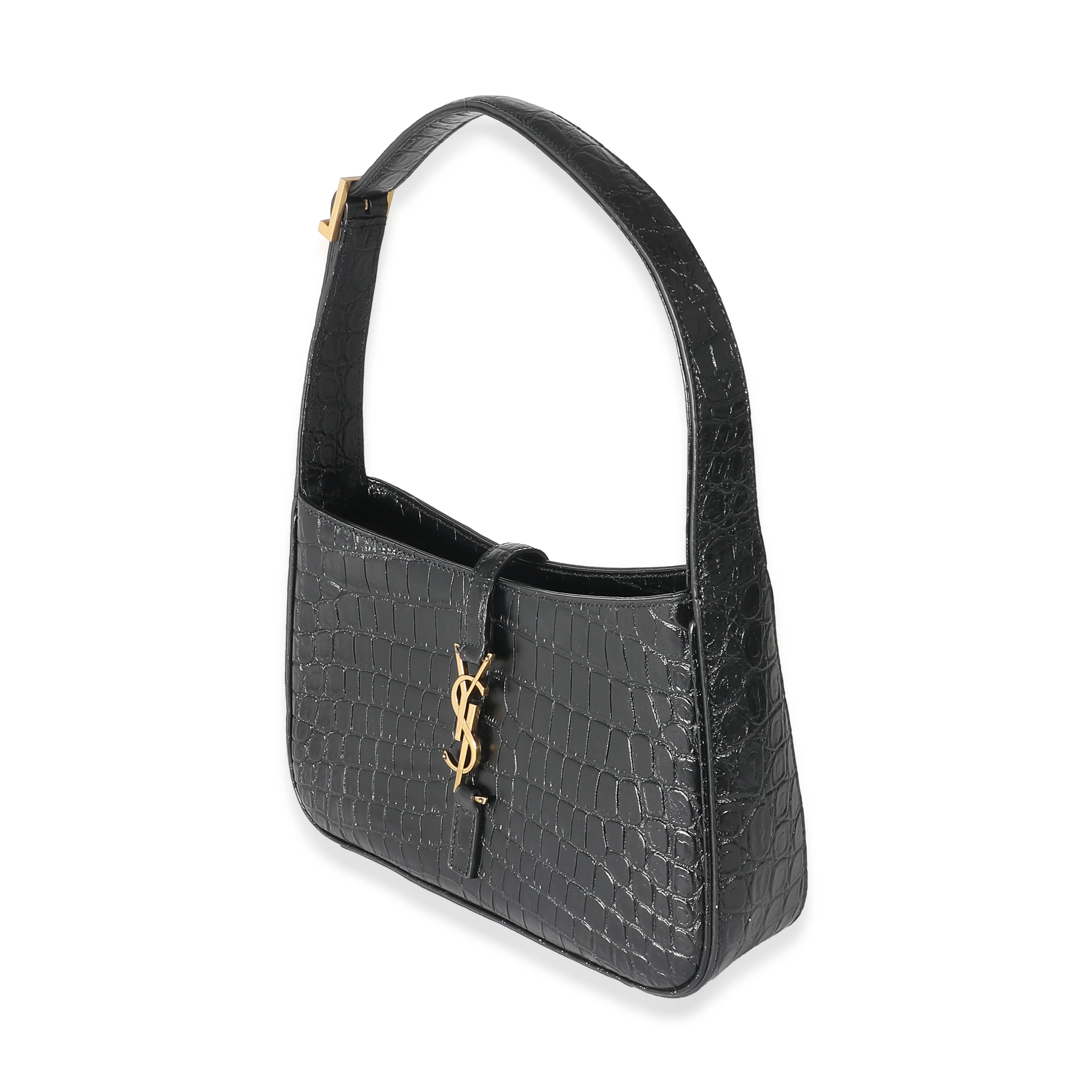 Saint Laurent Black Crocodile Embossed Le 5 Ã 7 Hobo - Image 2