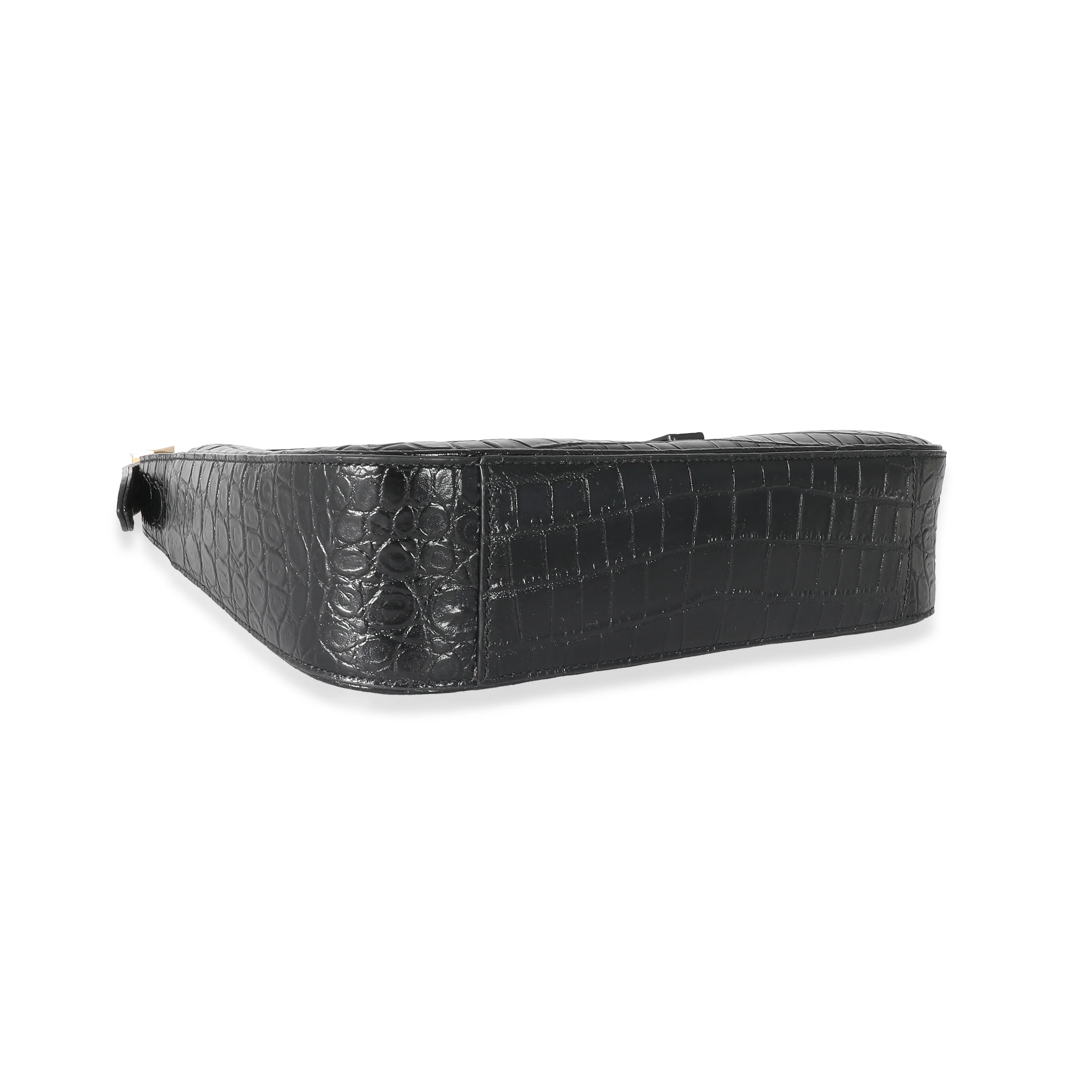 Saint Laurent Black Crocodile Embossed Le 5 Ã 7 Hobo - Image 6