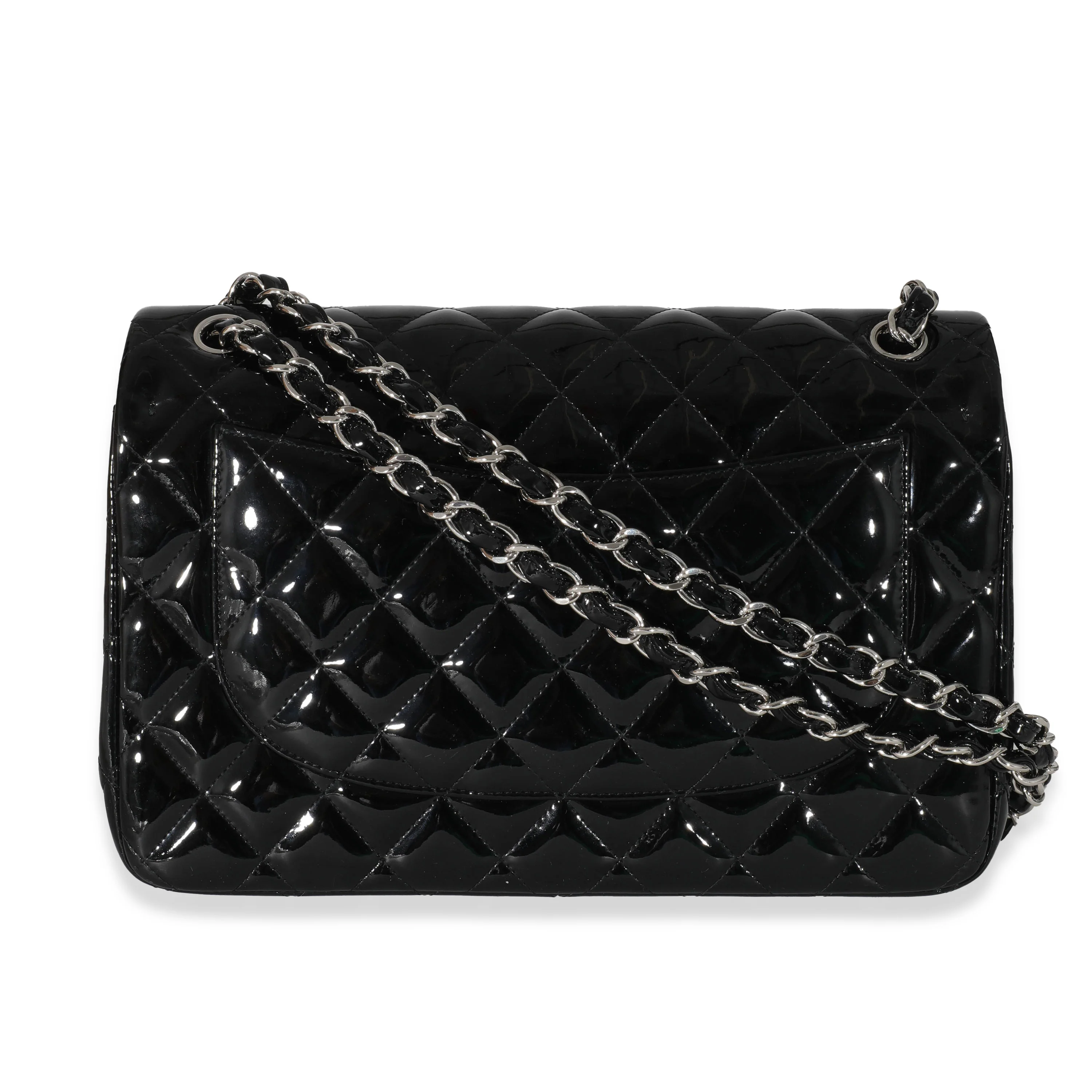 Chanel Black Patent Classic Jumbo Flap Bag - Image 3