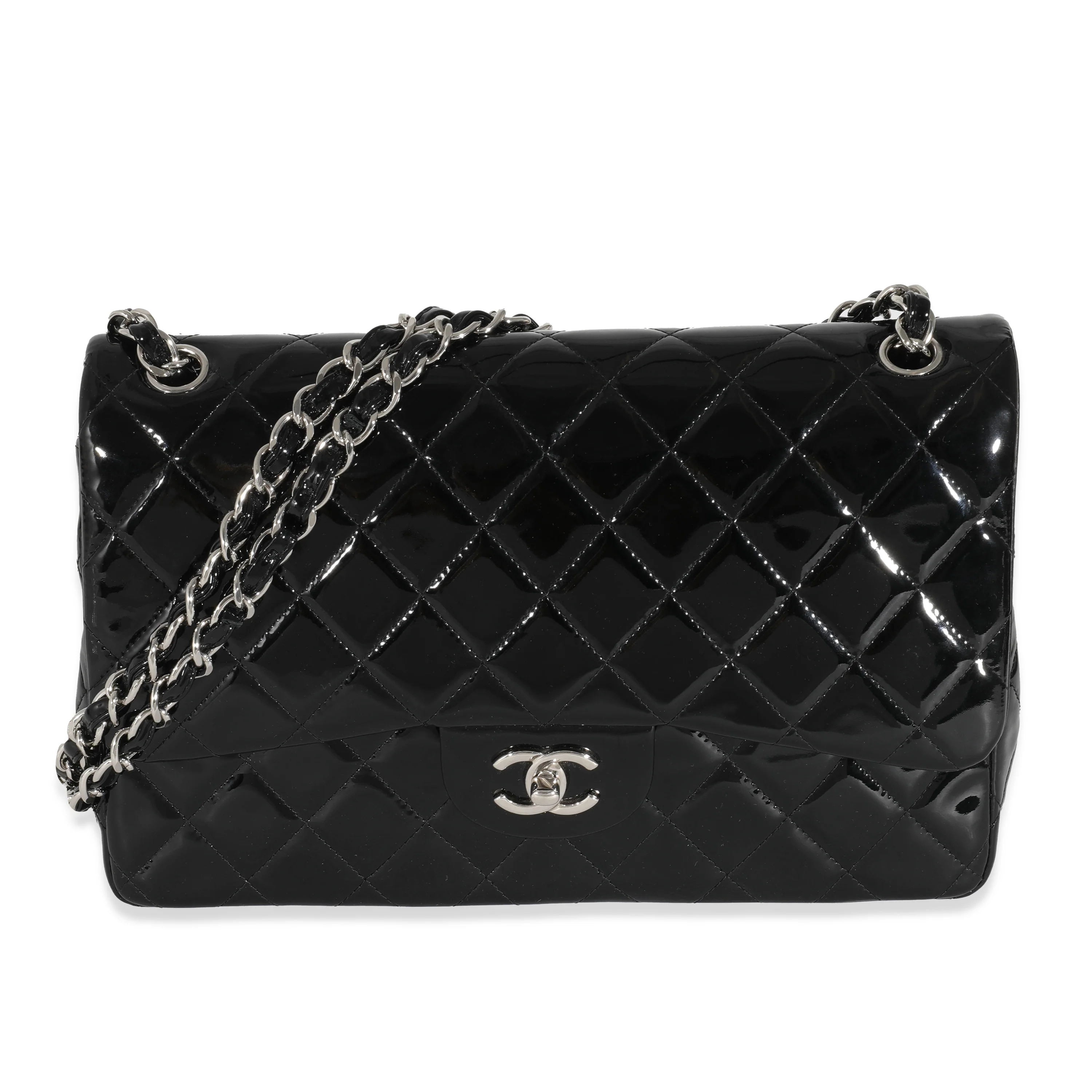 Chanel Black Patent Classic Jumbo Flap Bag