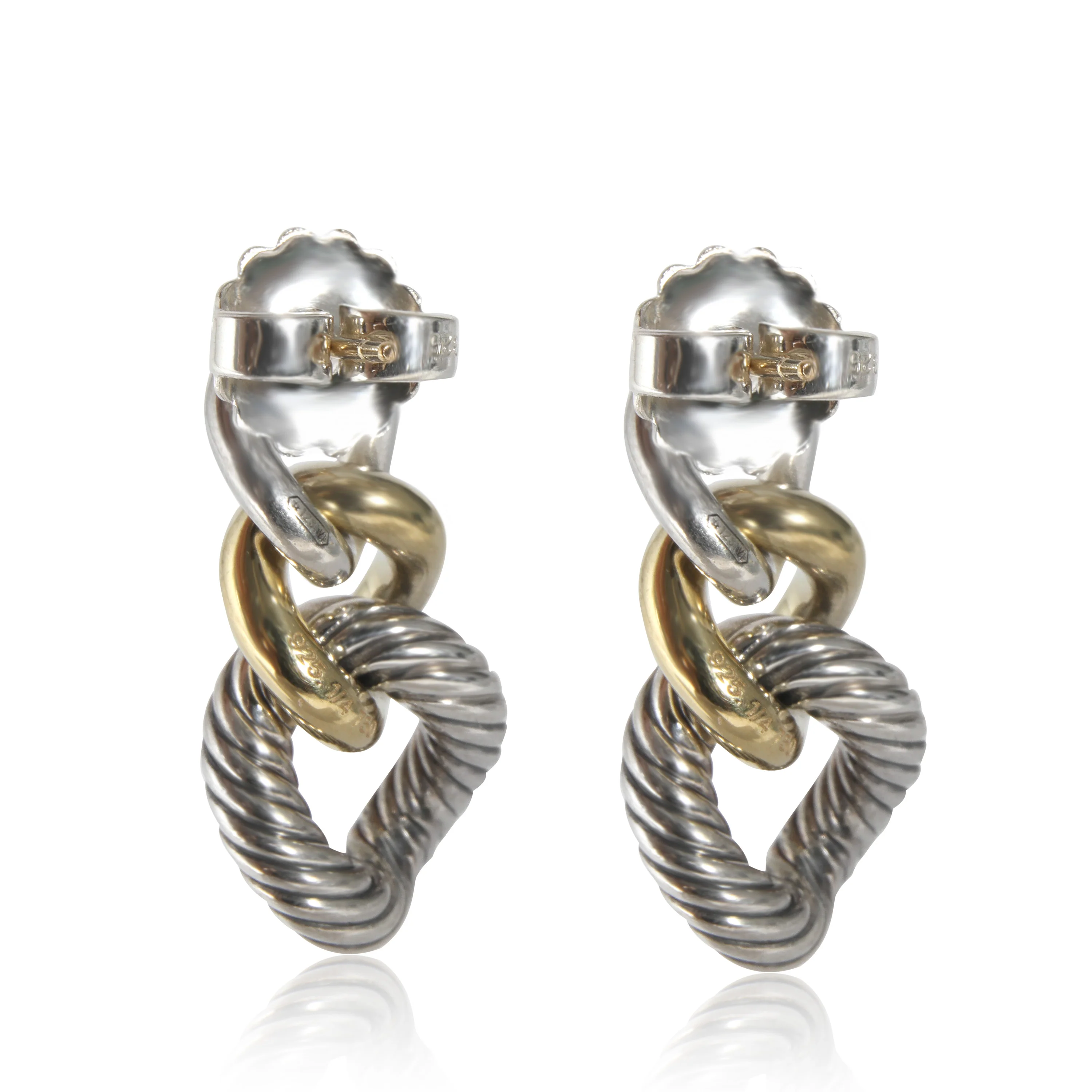 David Yurman Belmont Curb Link Drop Earrings in SS/ 18K Gold - Image 3