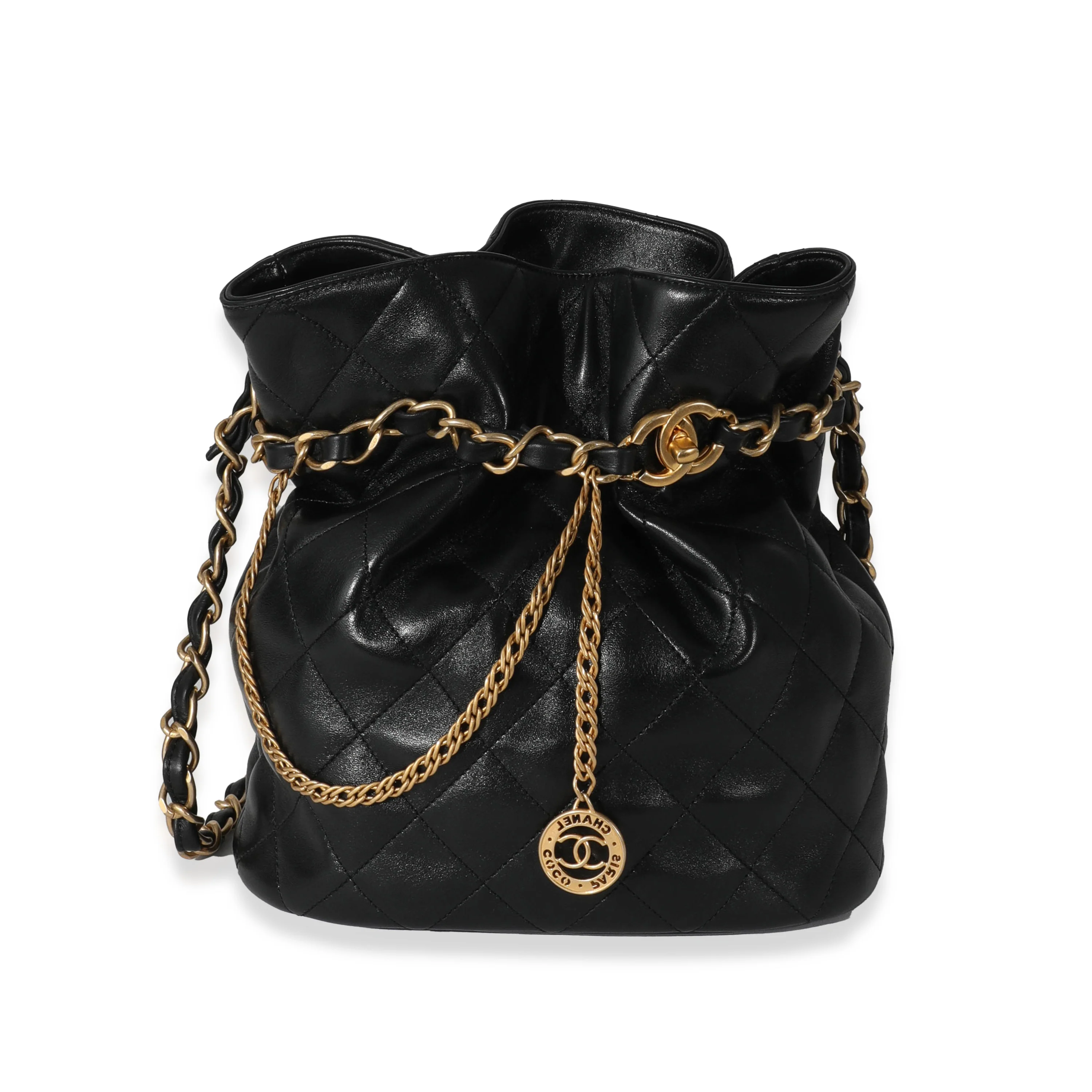 Chanel 23S Black Lambskin Small Bucket Bag
