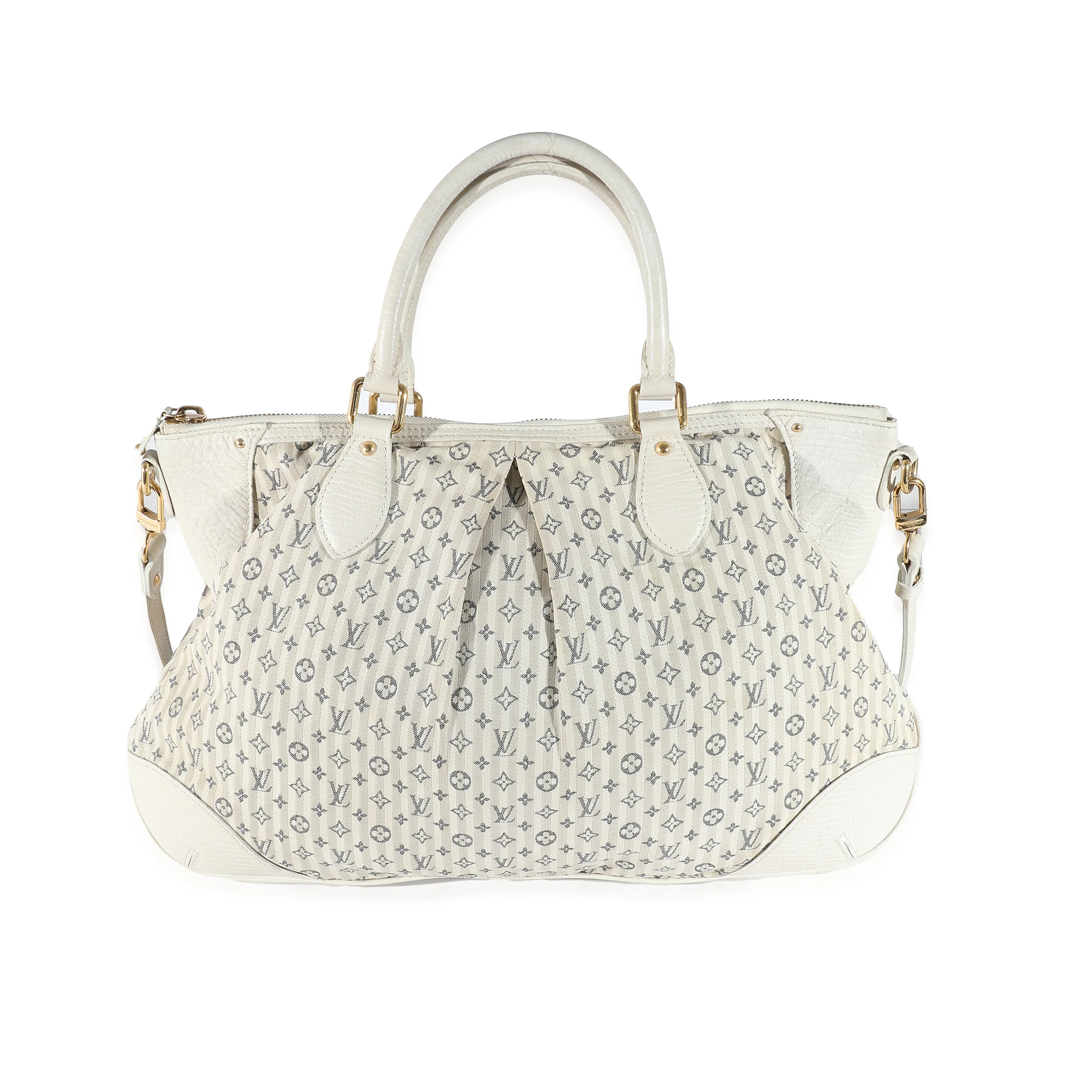 Louis Vuitton White Blue Mini Lin Croisette Marina GM