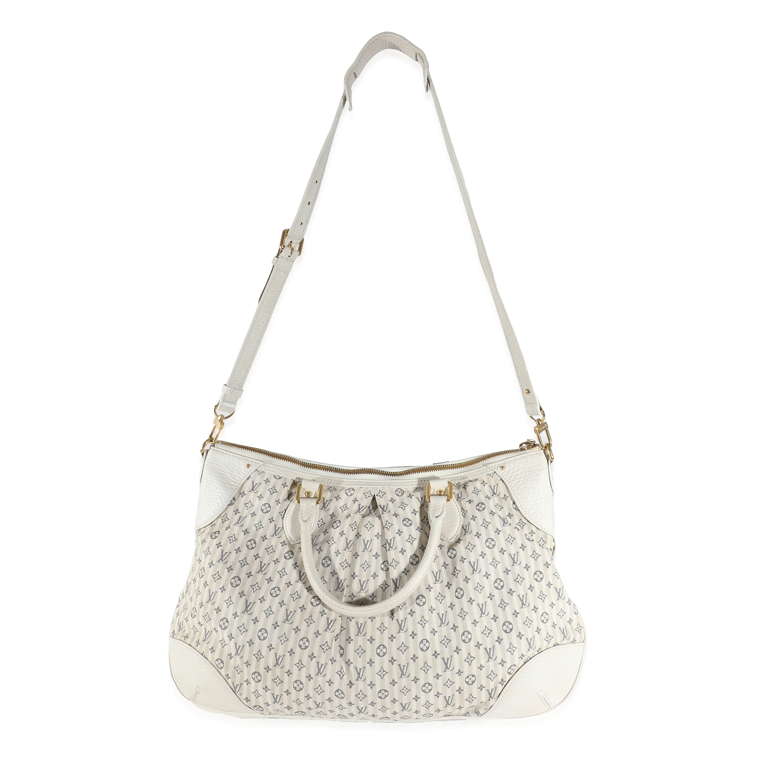 Louis Vuitton White Blue Mini Lin Croisette Marina GM - Image 5