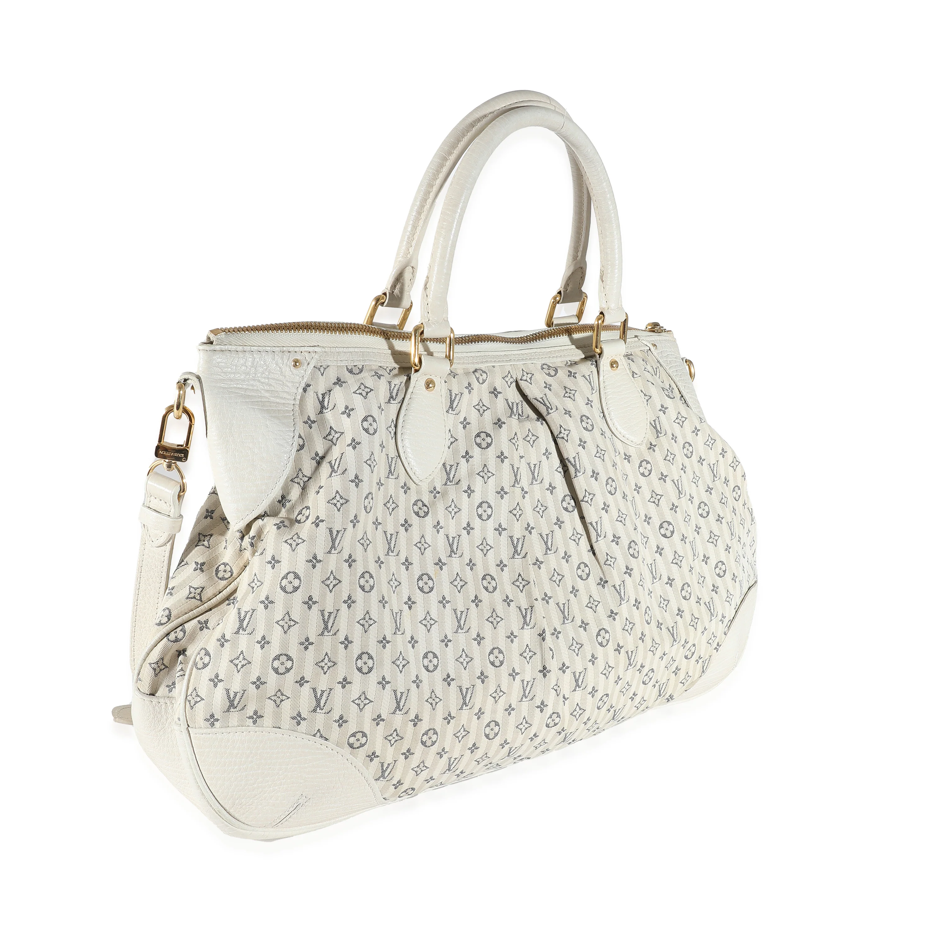 Louis Vuitton White Blue Mini Lin Croisette Marina GM - Image 6