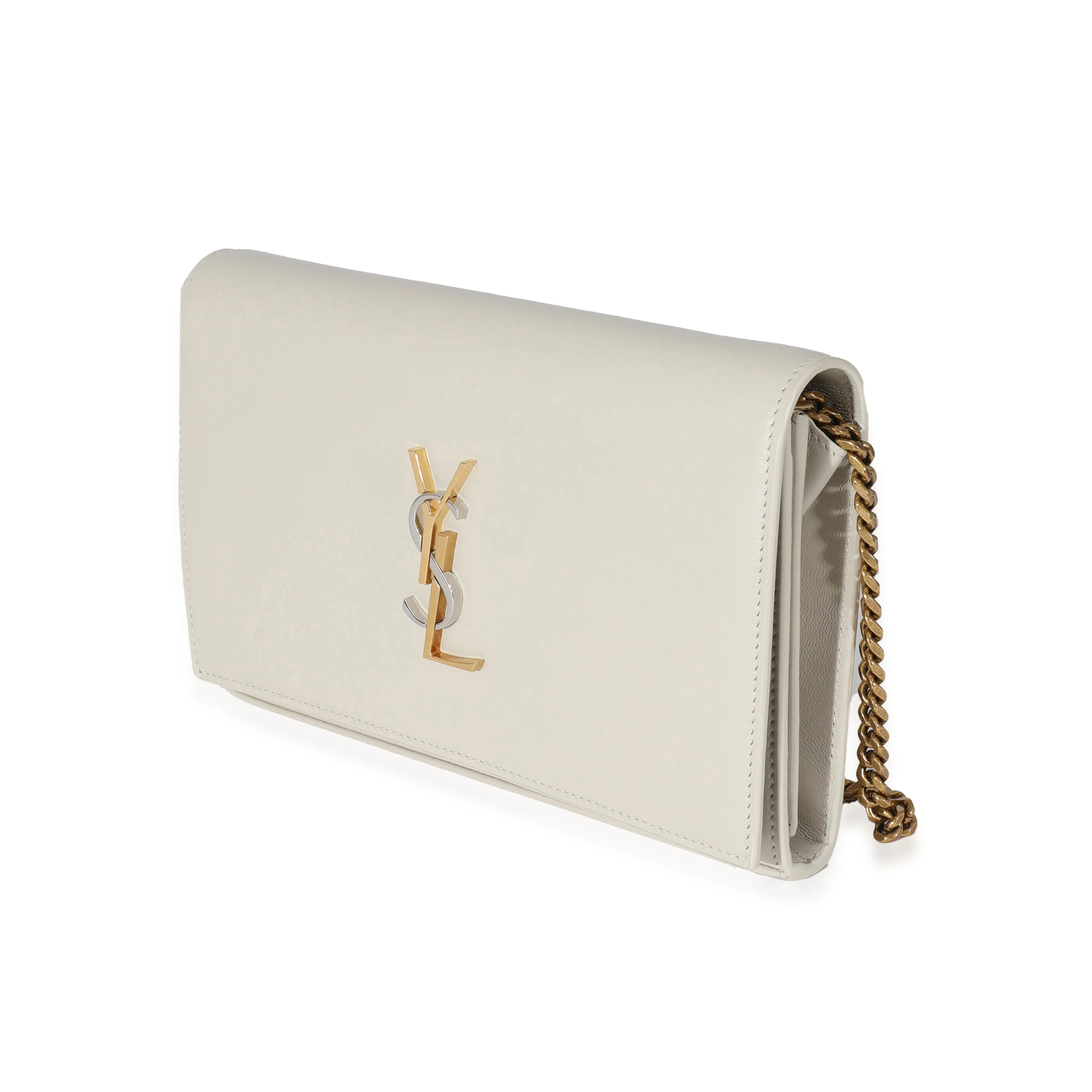 Saint Laurent Crema Leather Monogram Tri Tone Kate Chain Wallet - Image 2