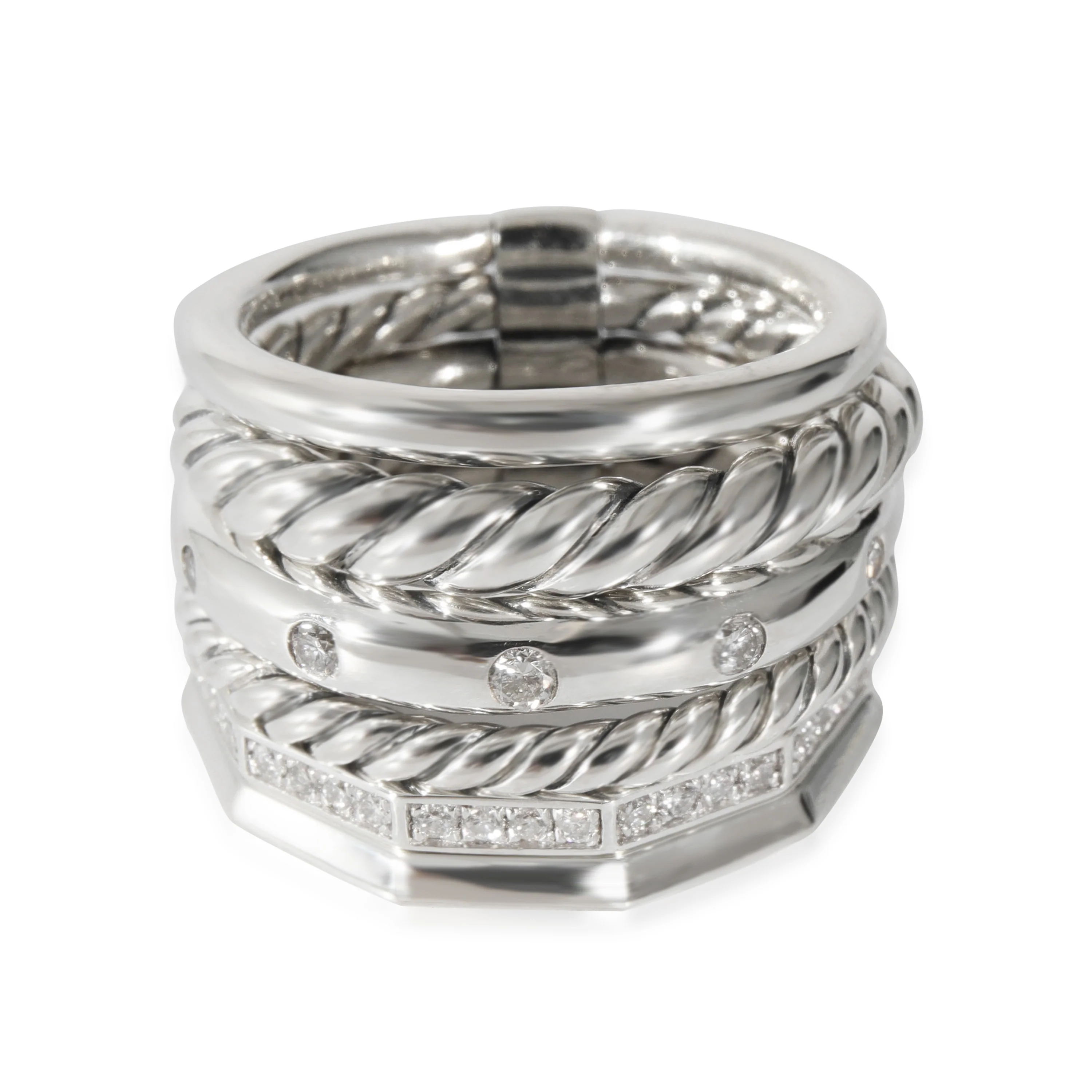David Yurman Stax Diamond Ring in Sterling Silver 0.23 CTW
