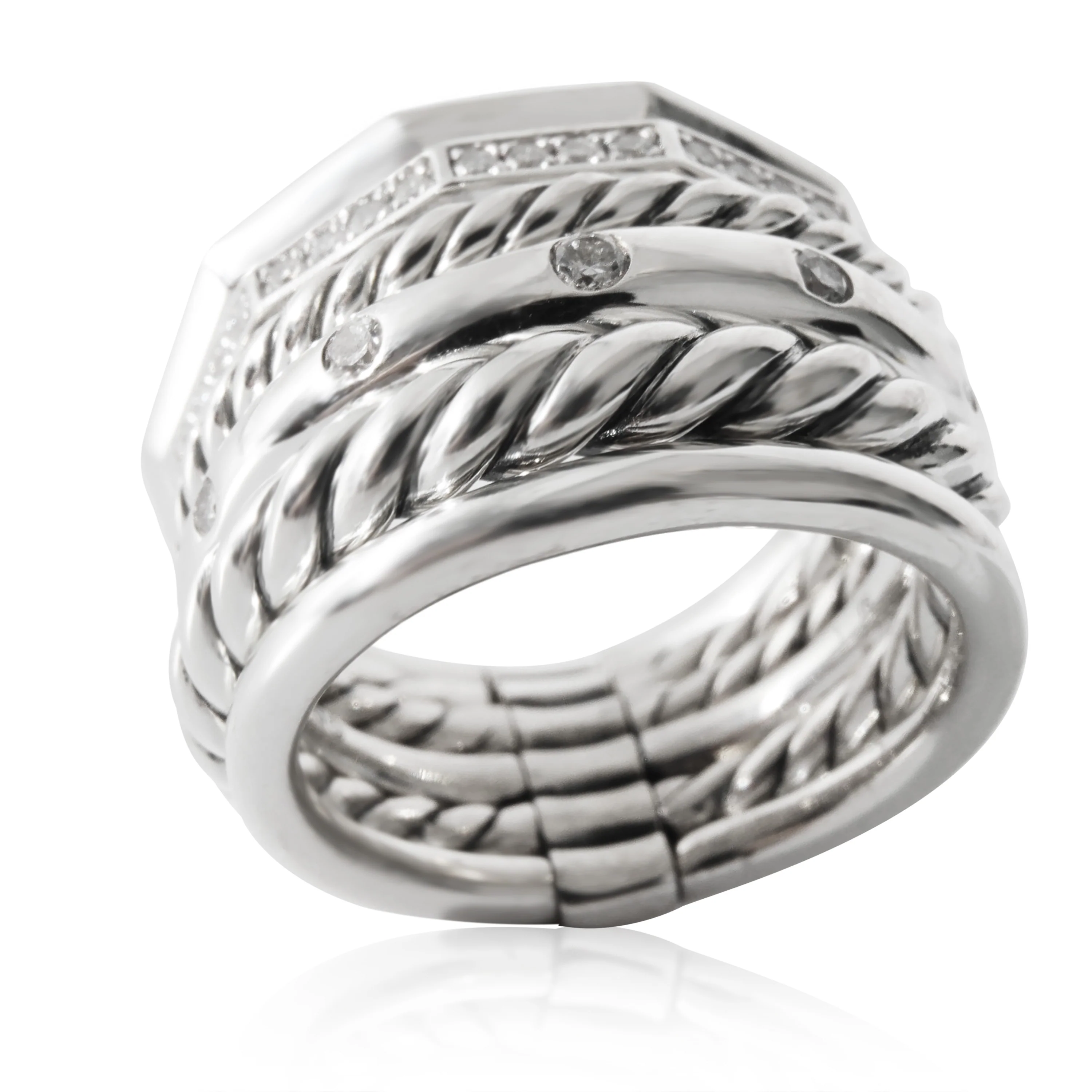 David Yurman Stax Diamond Ring in Sterling Silver 0.23 CTW - Image 3