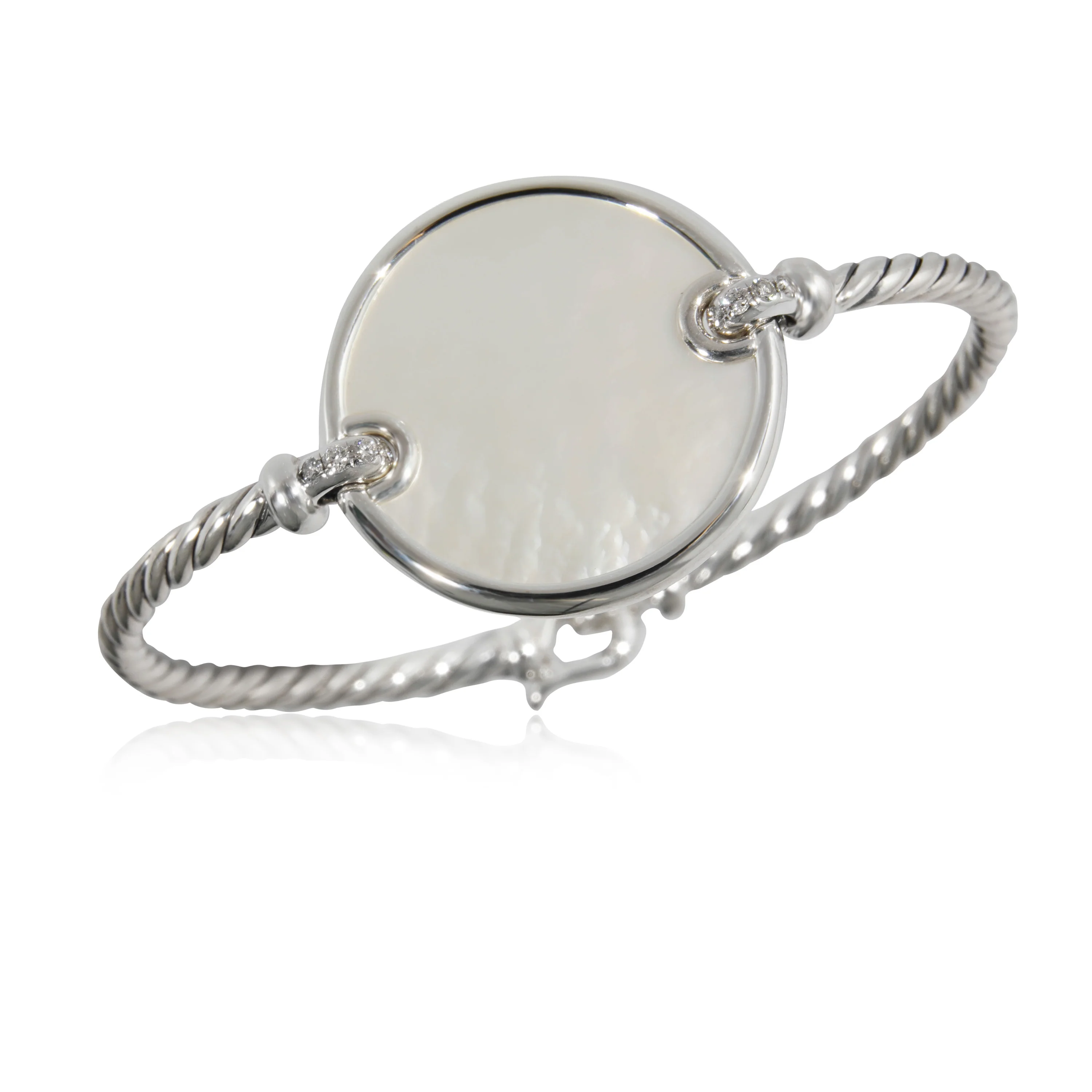 David Yurman Elements Mother of Pearl & Diamond Bracelet in Silver 0.07 CTW - Image 4