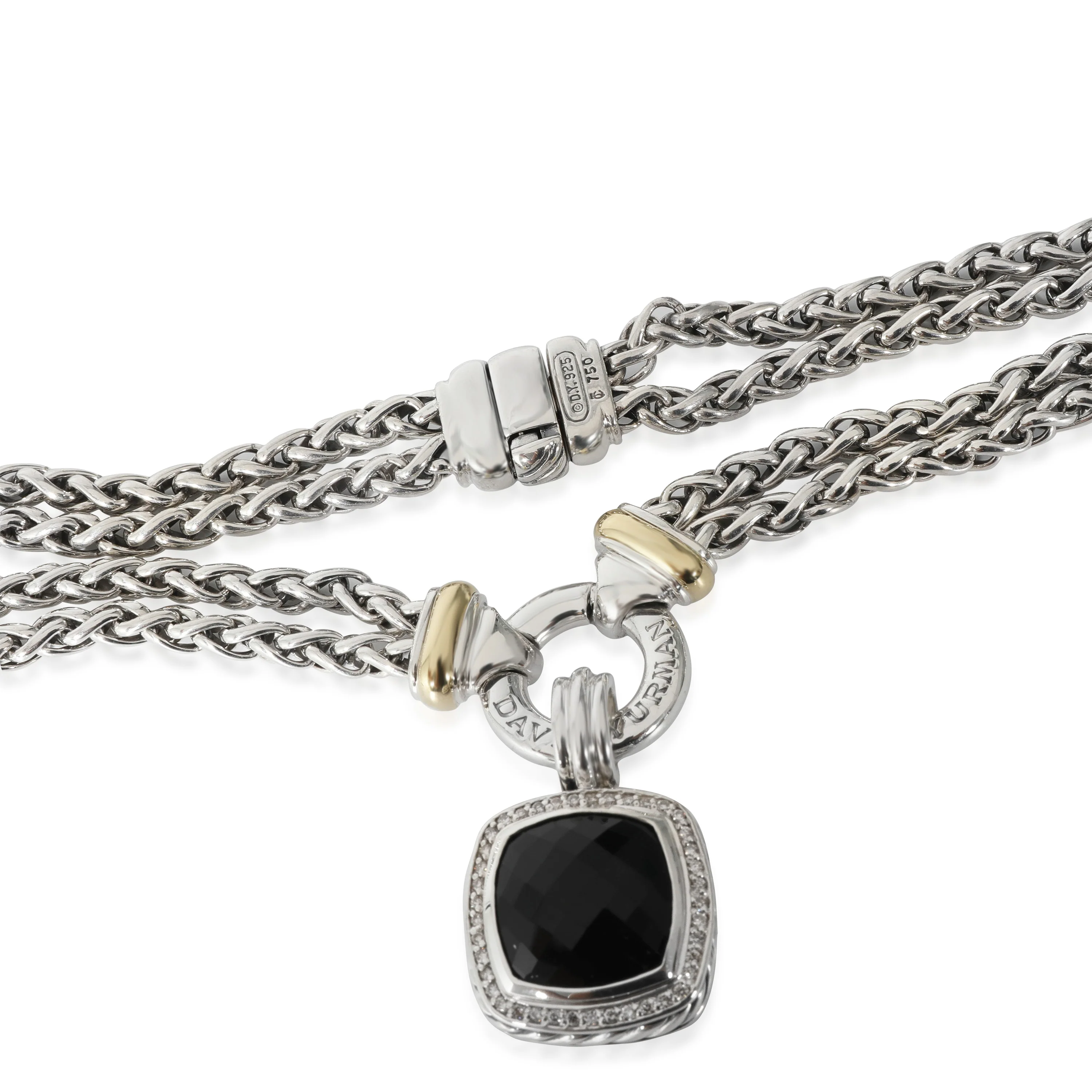 David Yurman Albion Onyx Necklace in Yellow Gold/Sterling Silver 0.27 - Image 3