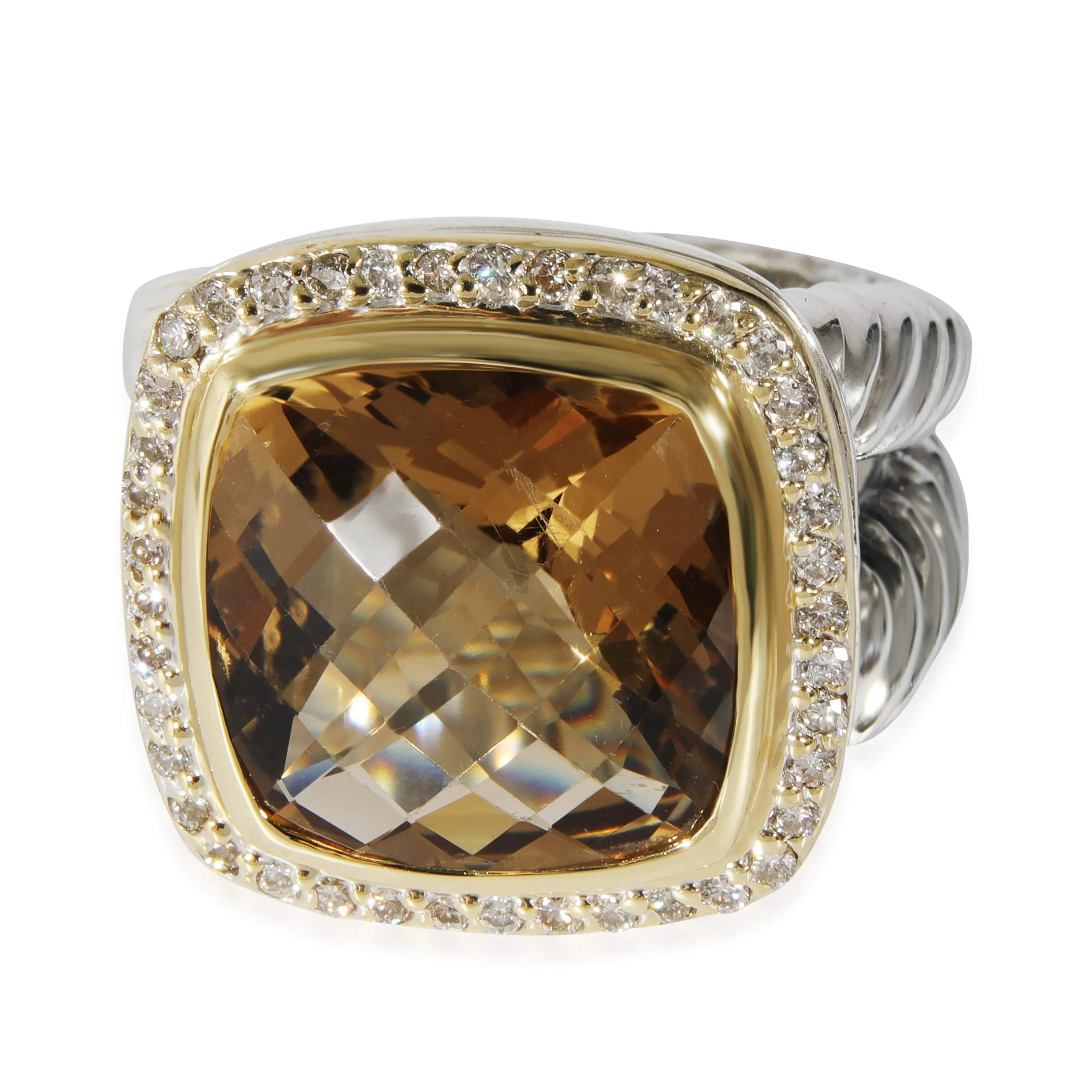 David Yurman Albion Citrine Ring in 18k Yellow Gold/Sterling Silver 0.4, 14mm