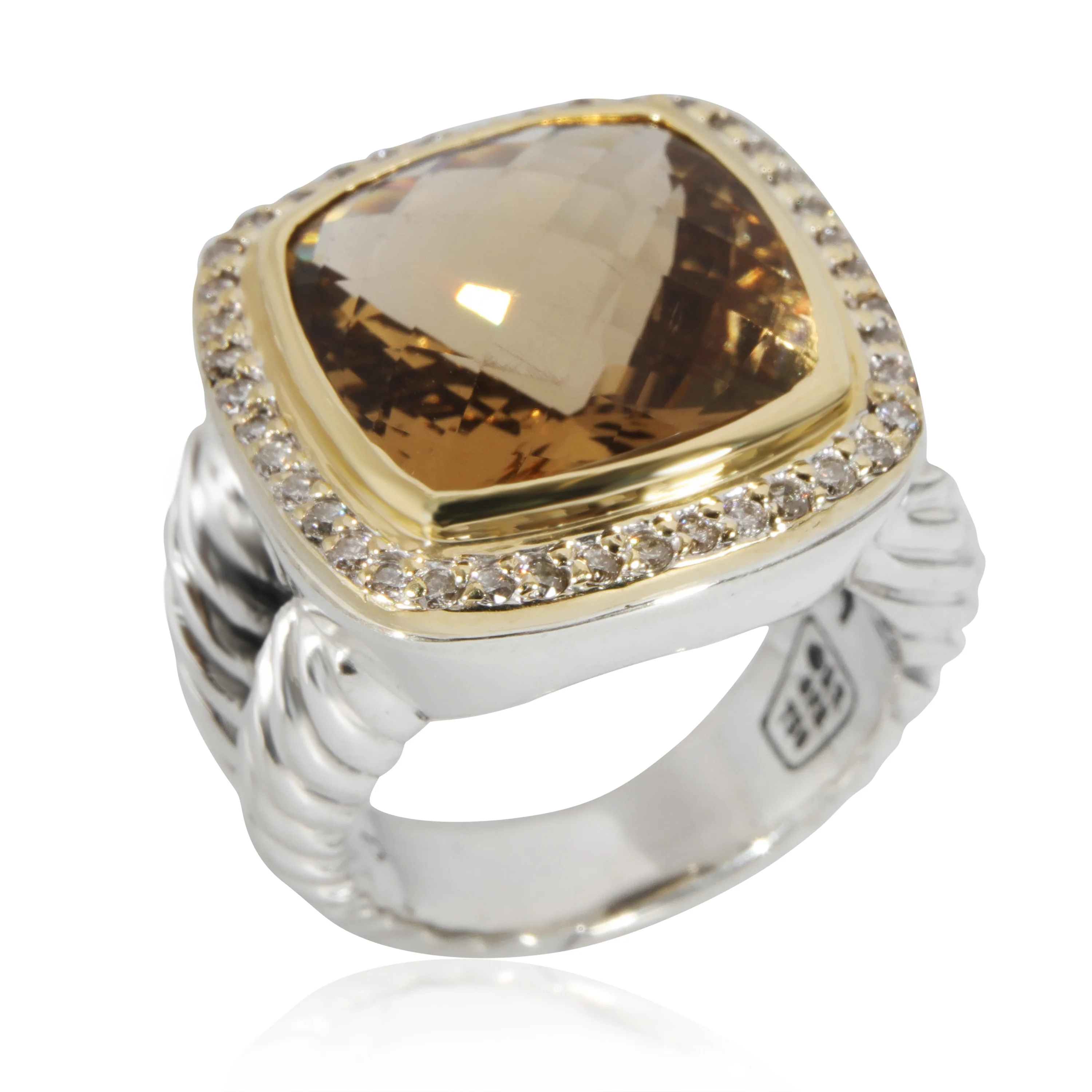 David Yurman Albion Citrine Ring in 18k Yellow Gold/Sterling Silver 0.4, 14mm - Image 3