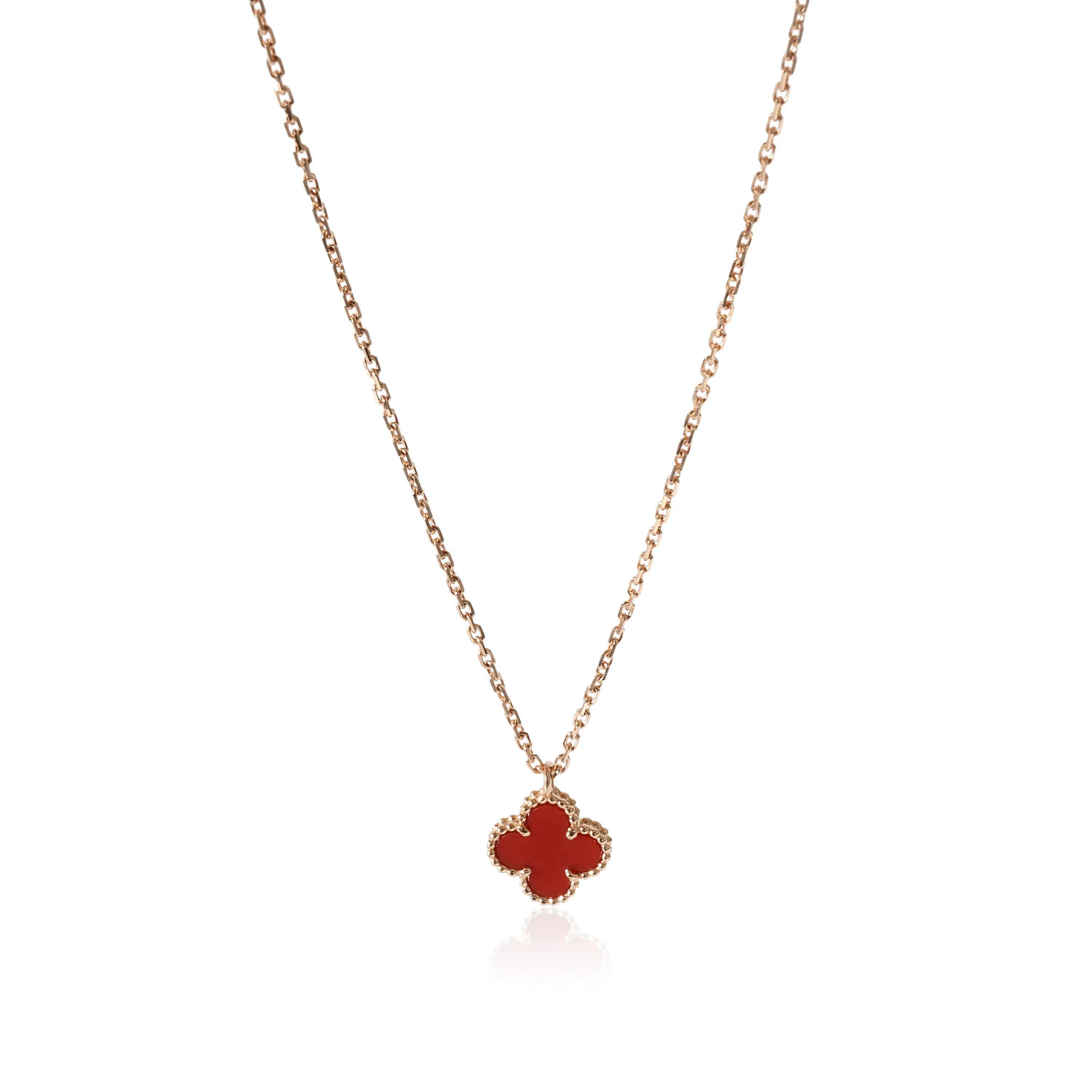 Van Cleef & Arpels Sweet Alhambra Carnelian Pendant in 18K Rose Gold