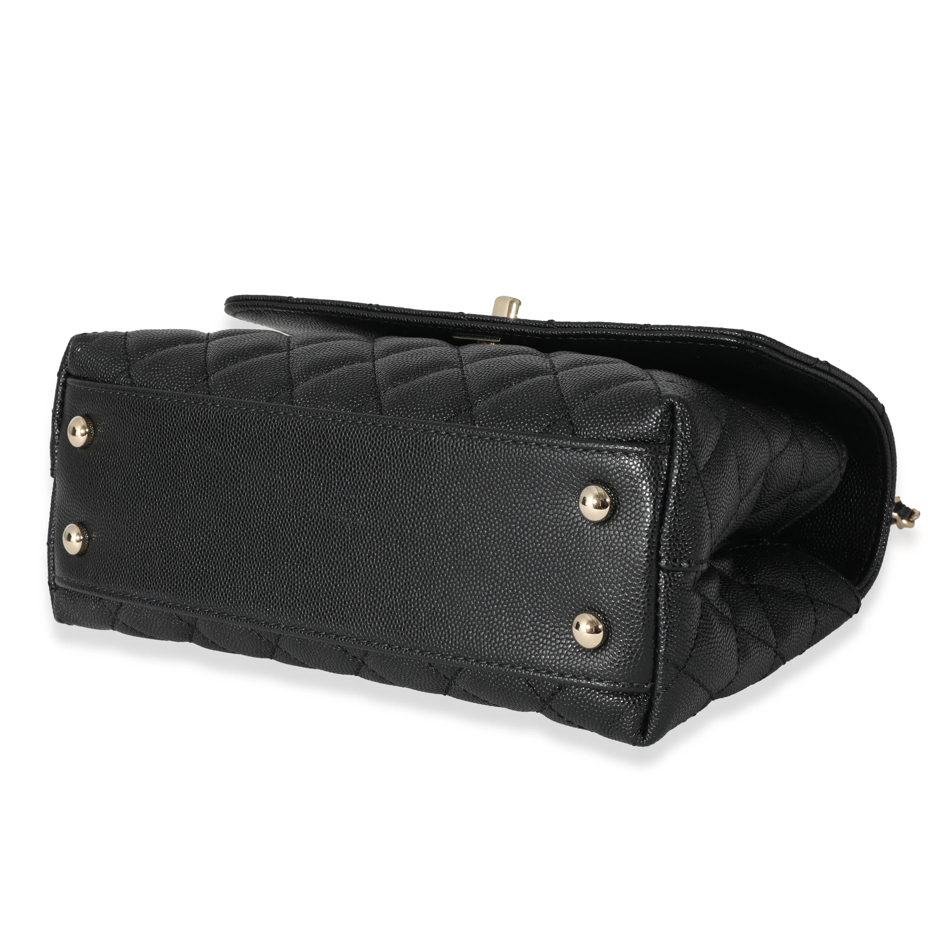 Chanel 22A Black Caviar Small Coco Top Handle Flap Bag - Image 7