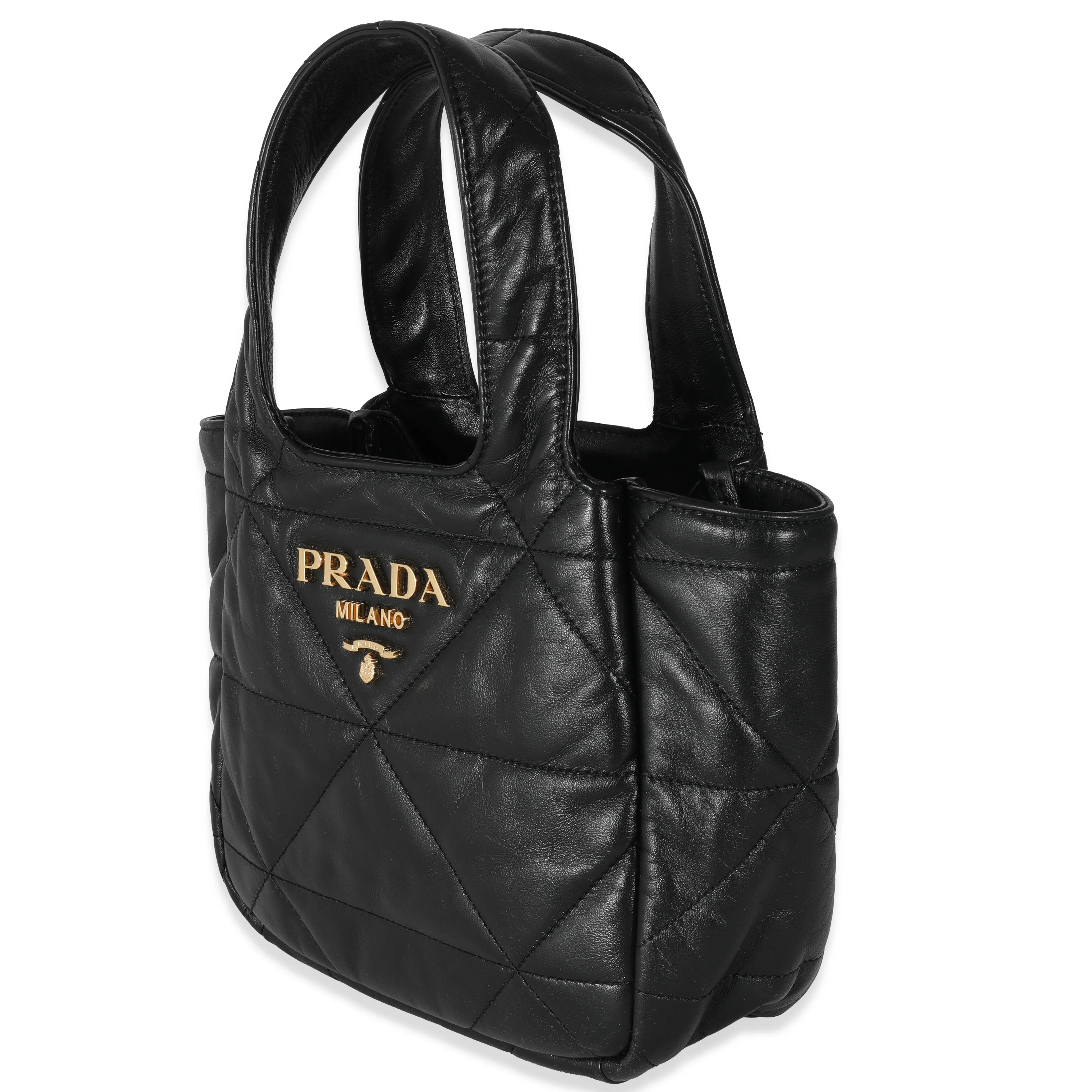 Prada Black Nappa Leather Small Topstitch Tote - Image 2