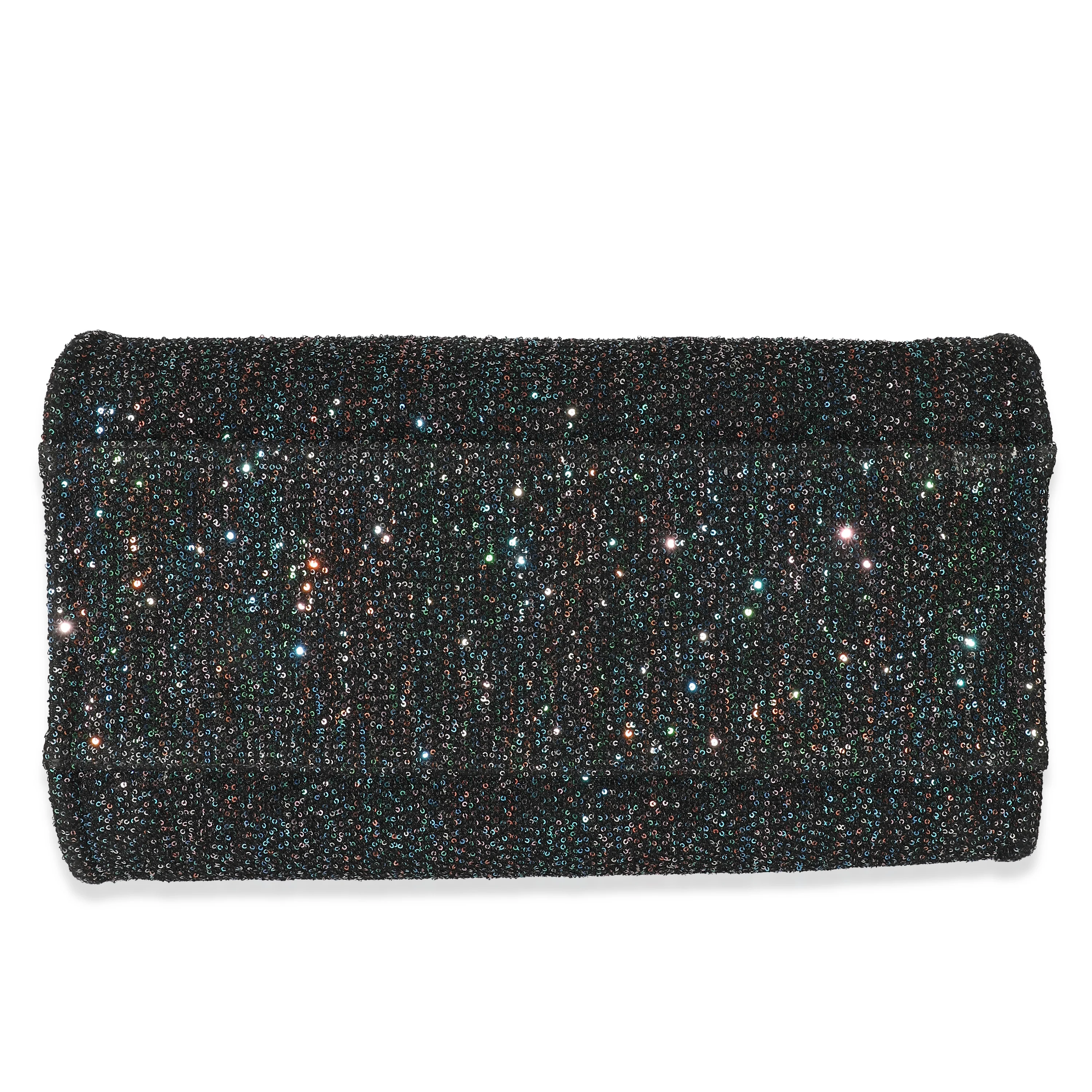 Chanel Black Leather Multicolor Sequin Large Deauville Tote - Image 4