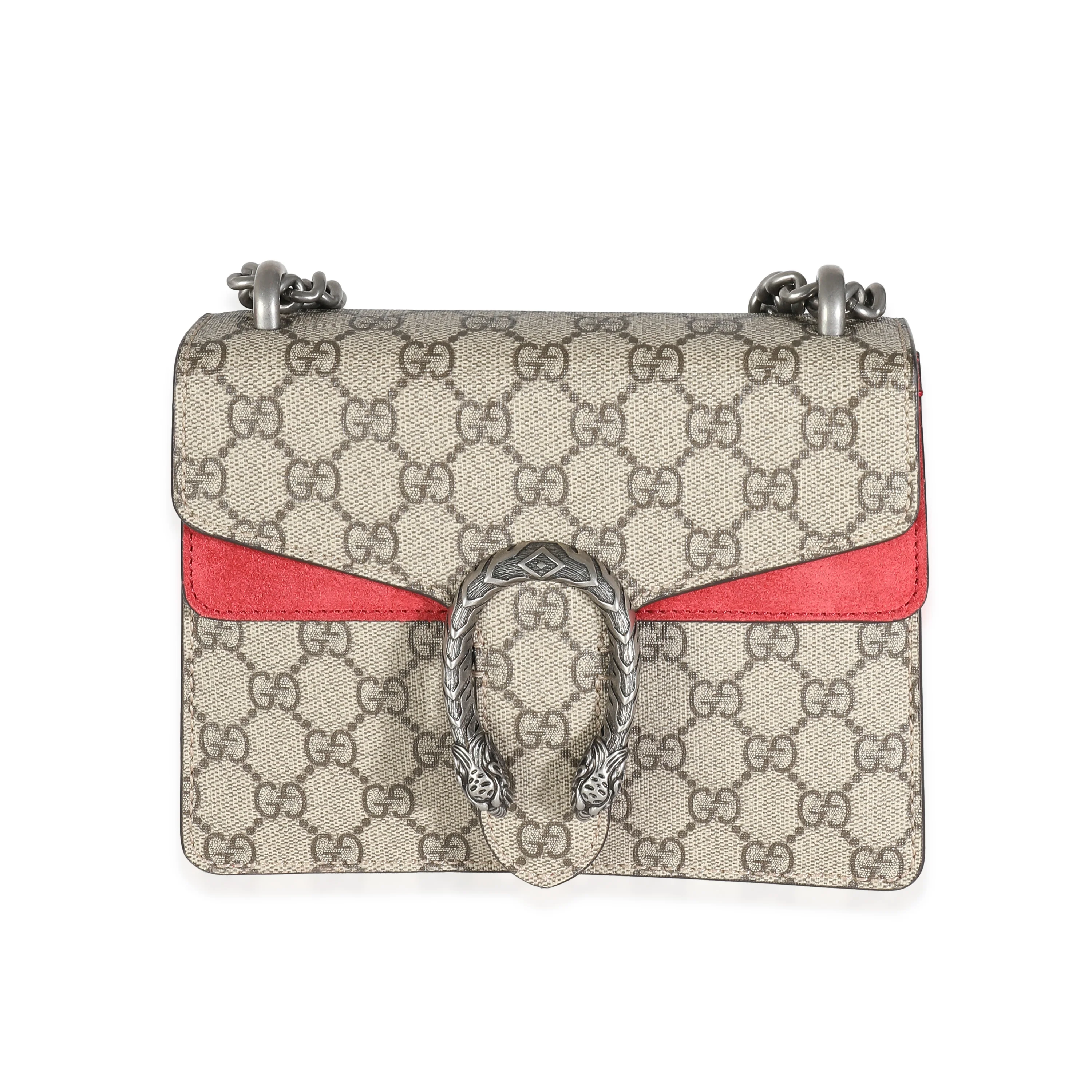 Gucci Red Suede GG Supreme Mini Dionysus