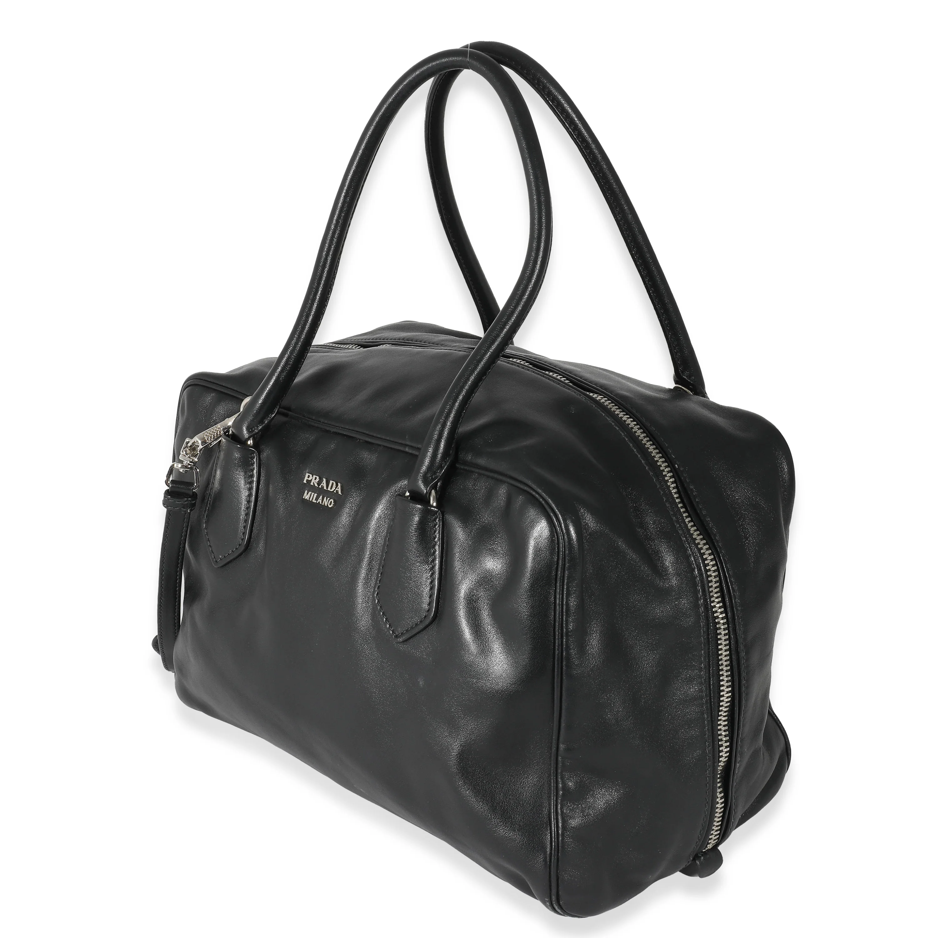 Prada Black Soft Calfskin Medium Inside Bauletto Bag - Image 2