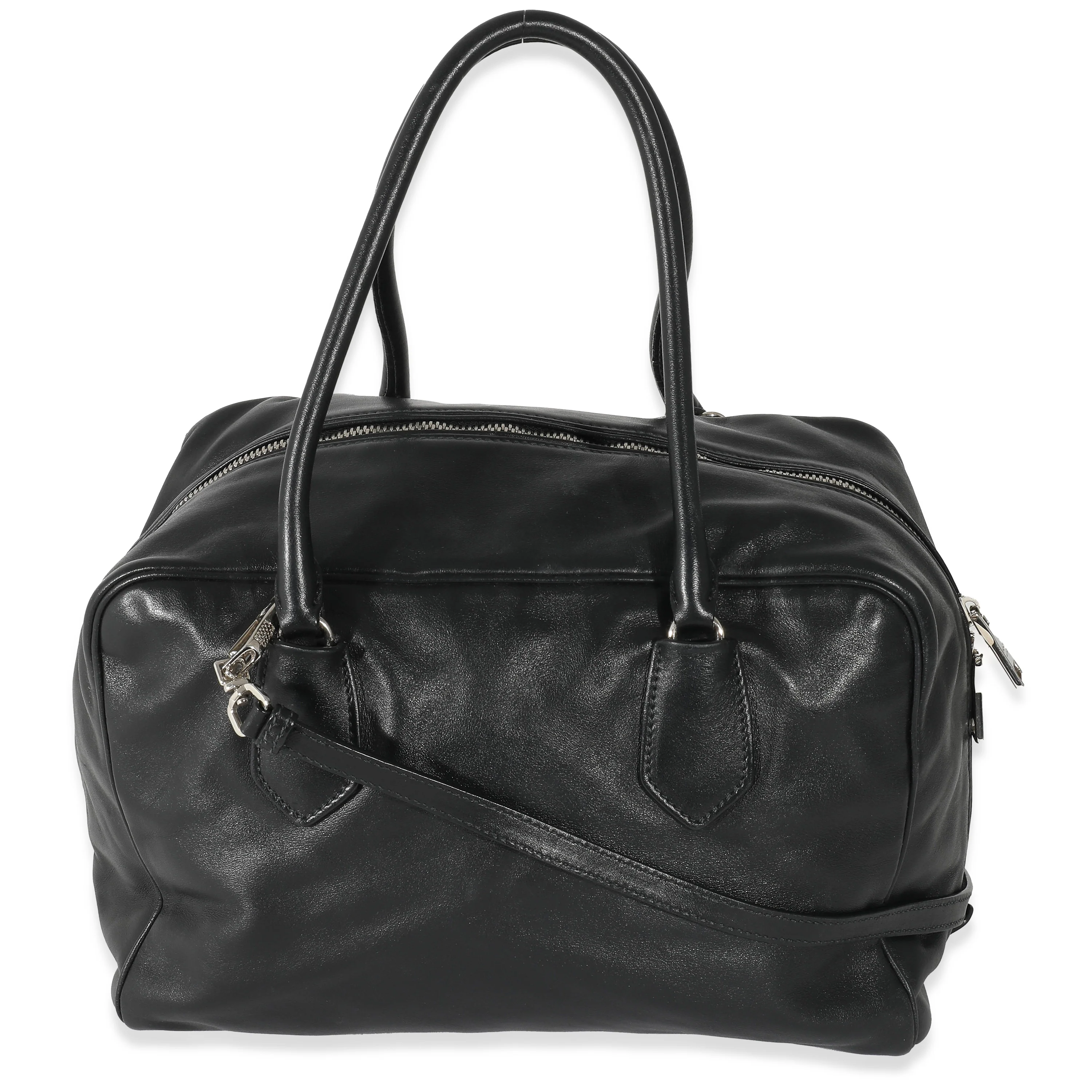 Prada Black Soft Calfskin Medium Inside Bauletto Bag - Image 3