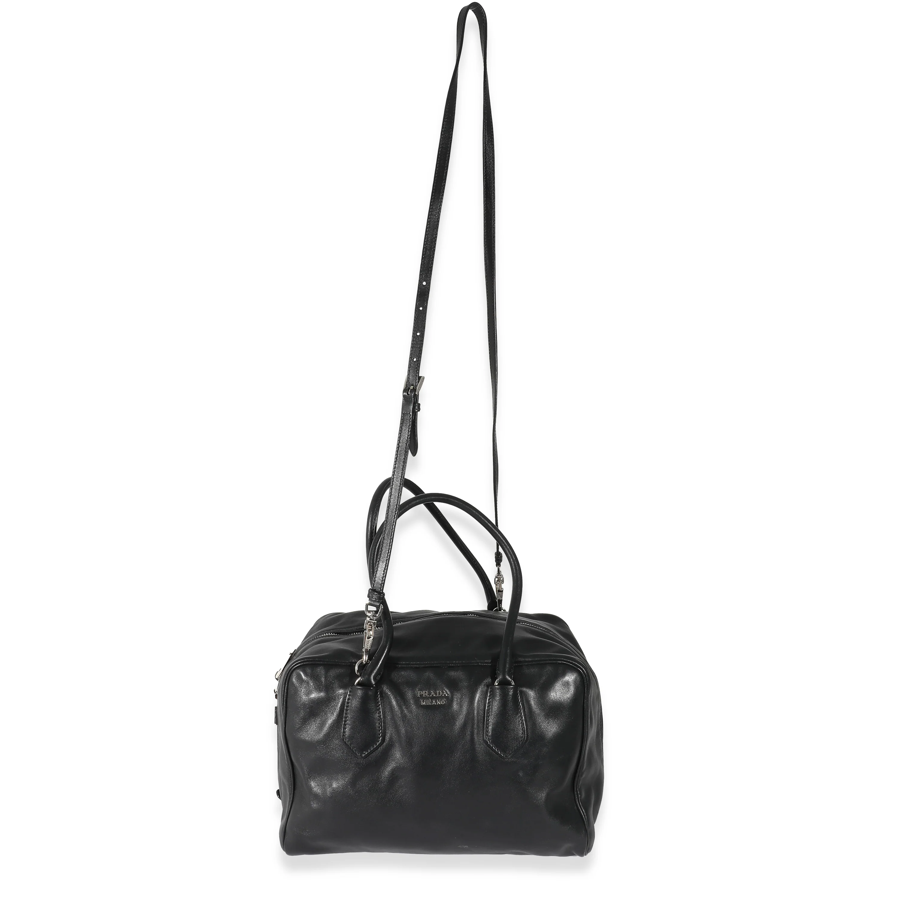 Prada Black Soft Calfskin Medium Inside Bauletto Bag - Image 4