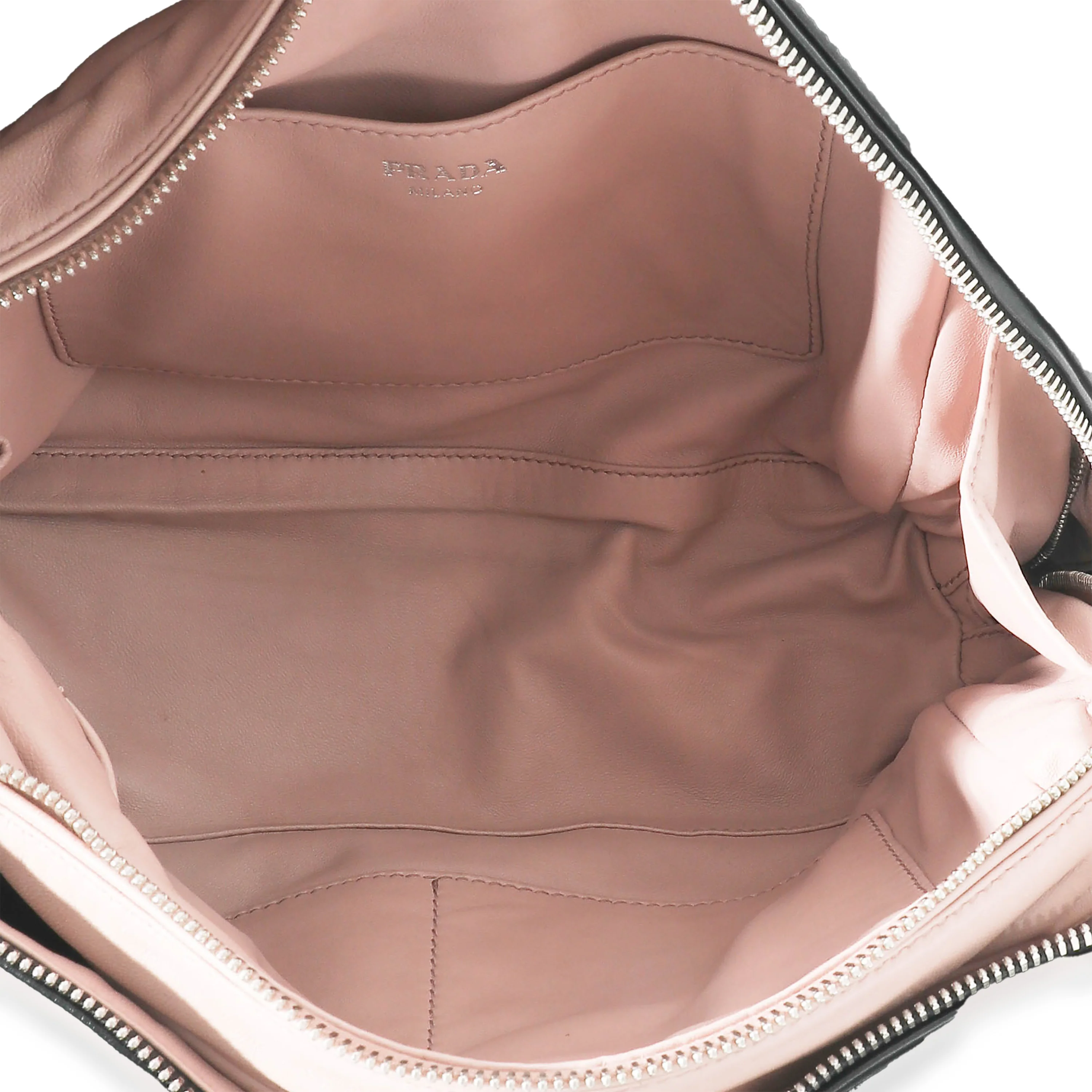 Prada Black Soft Calfskin Medium Inside Bauletto Bag - Image 8