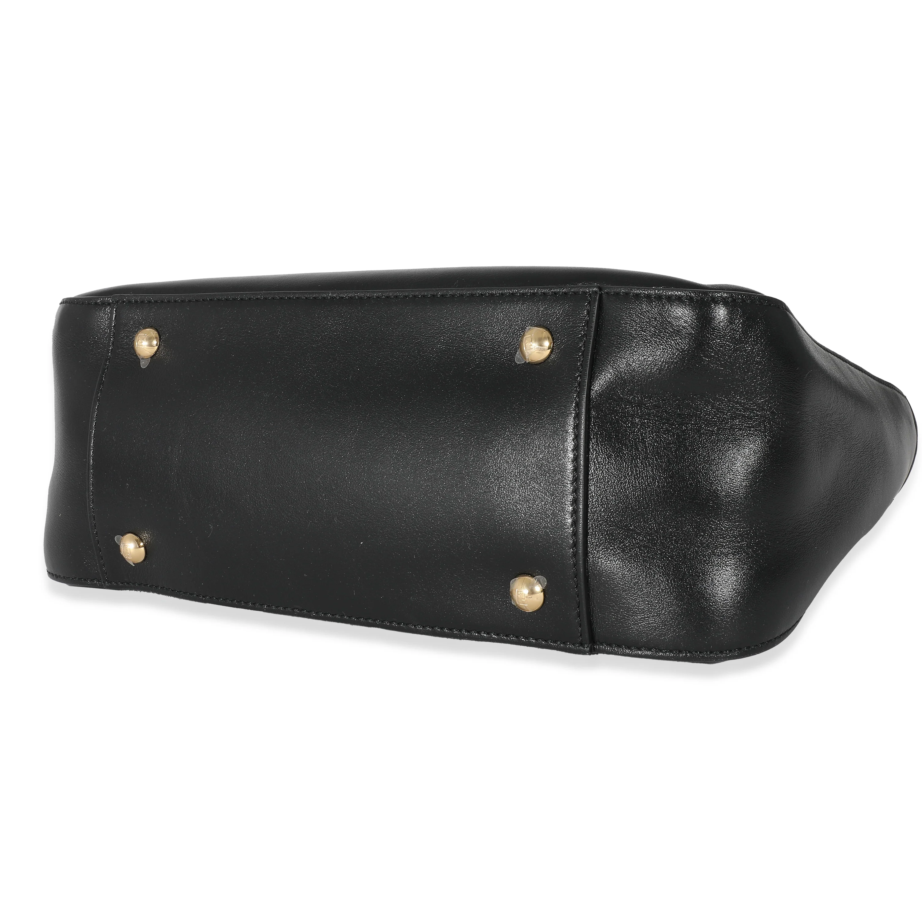Fendi Black Vitello Glacier Small FF Tote - Image 7