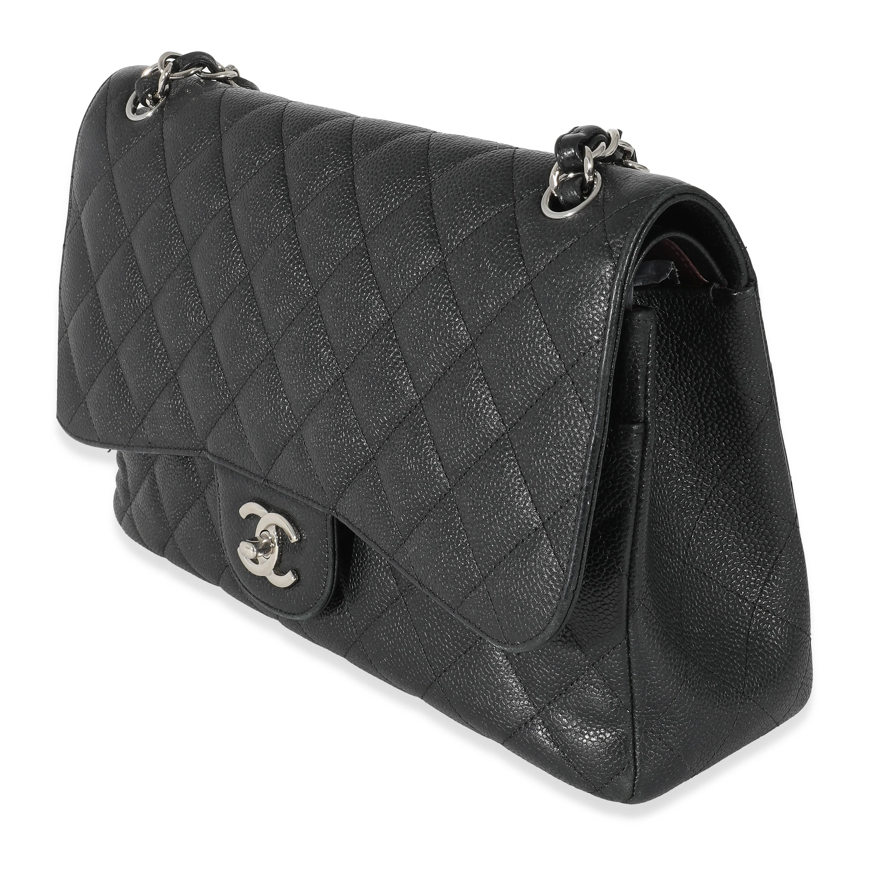 Chanel Black Caviar Jumbo Classic Double Flap Bag - Image 2