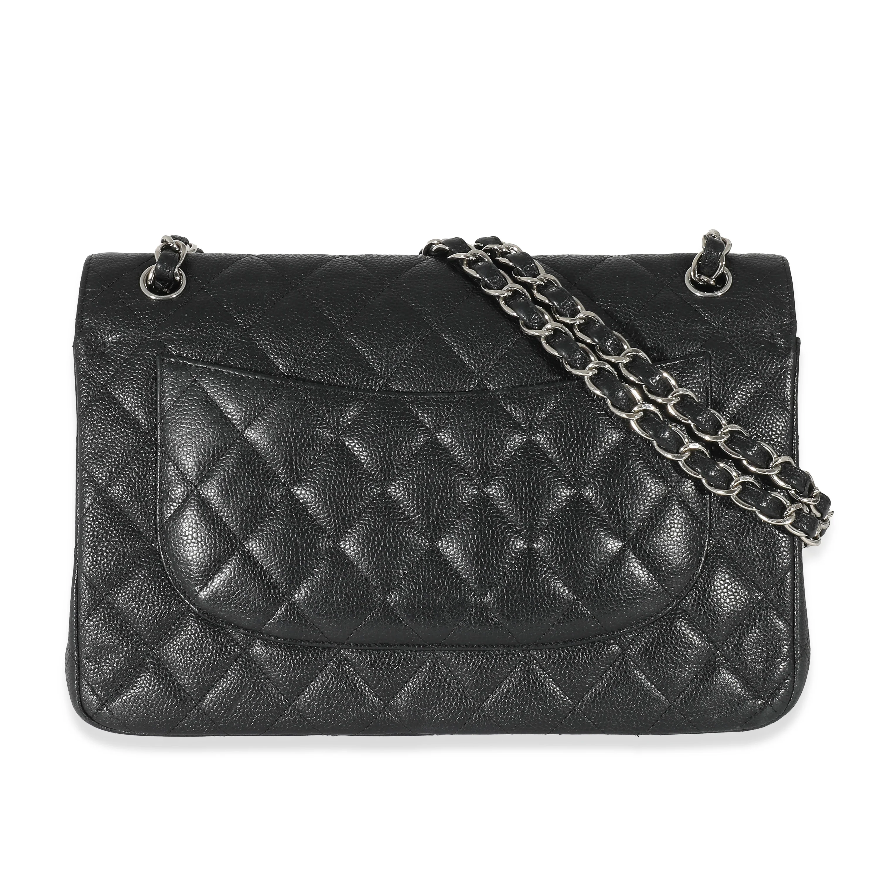 Chanel Black Caviar Jumbo Classic Double Flap Bag - Image 3