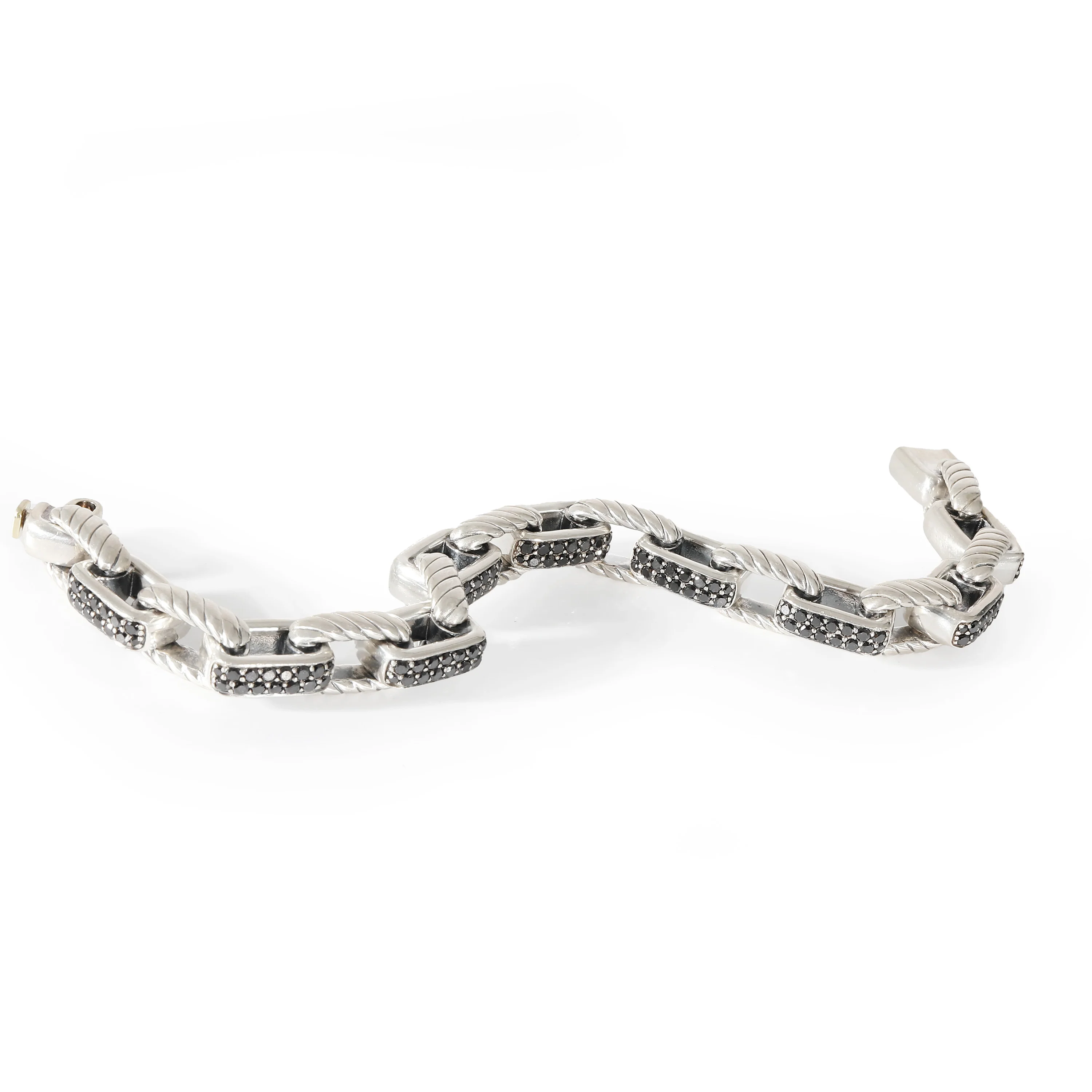 Royal Cord Bracelet in  Sterling Silver 7 Black Diamonds 3/1 Ctw - Image 2