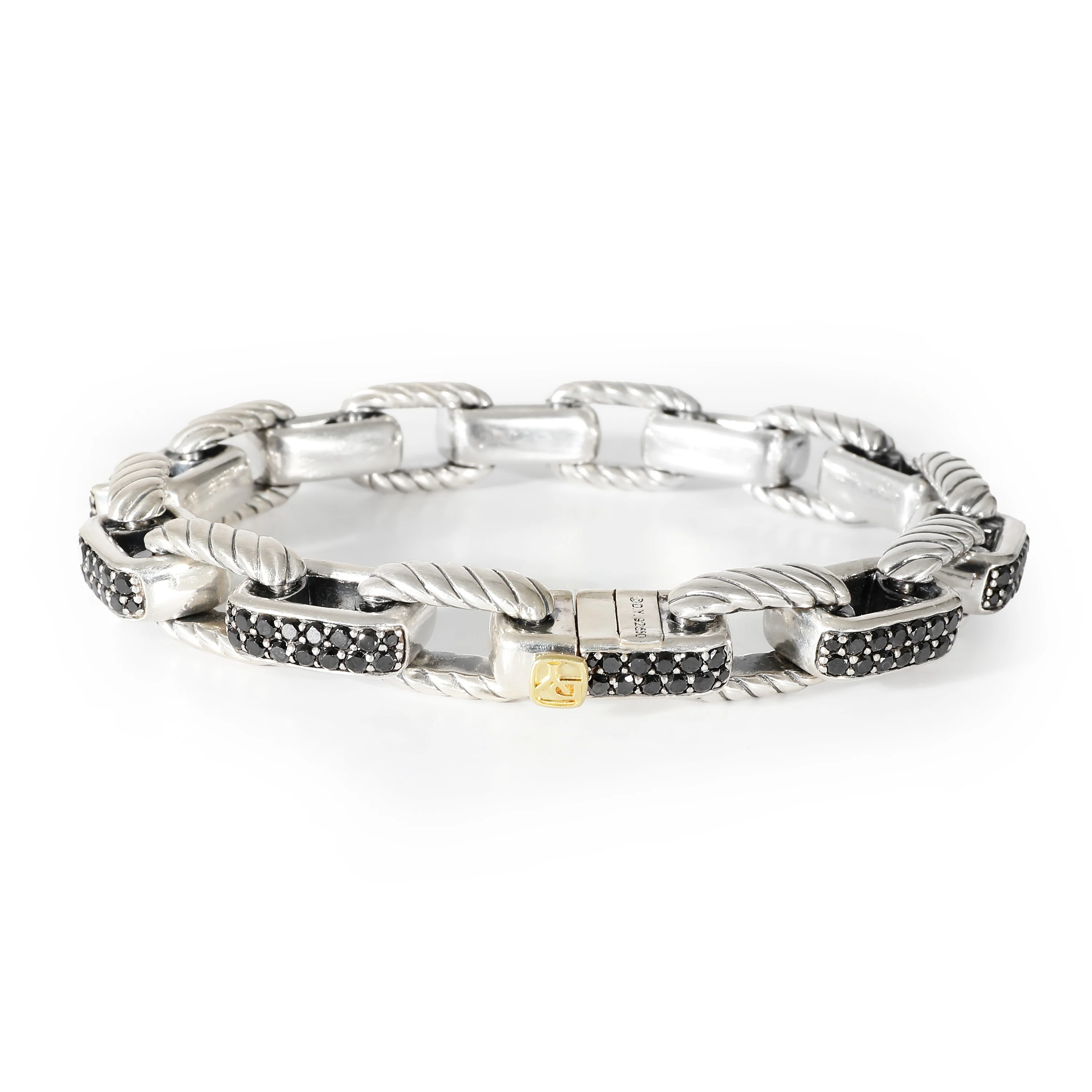 Royal Cord Bracelet in  Sterling Silver 7 Black Diamonds 3/1 Ctw - Image 3